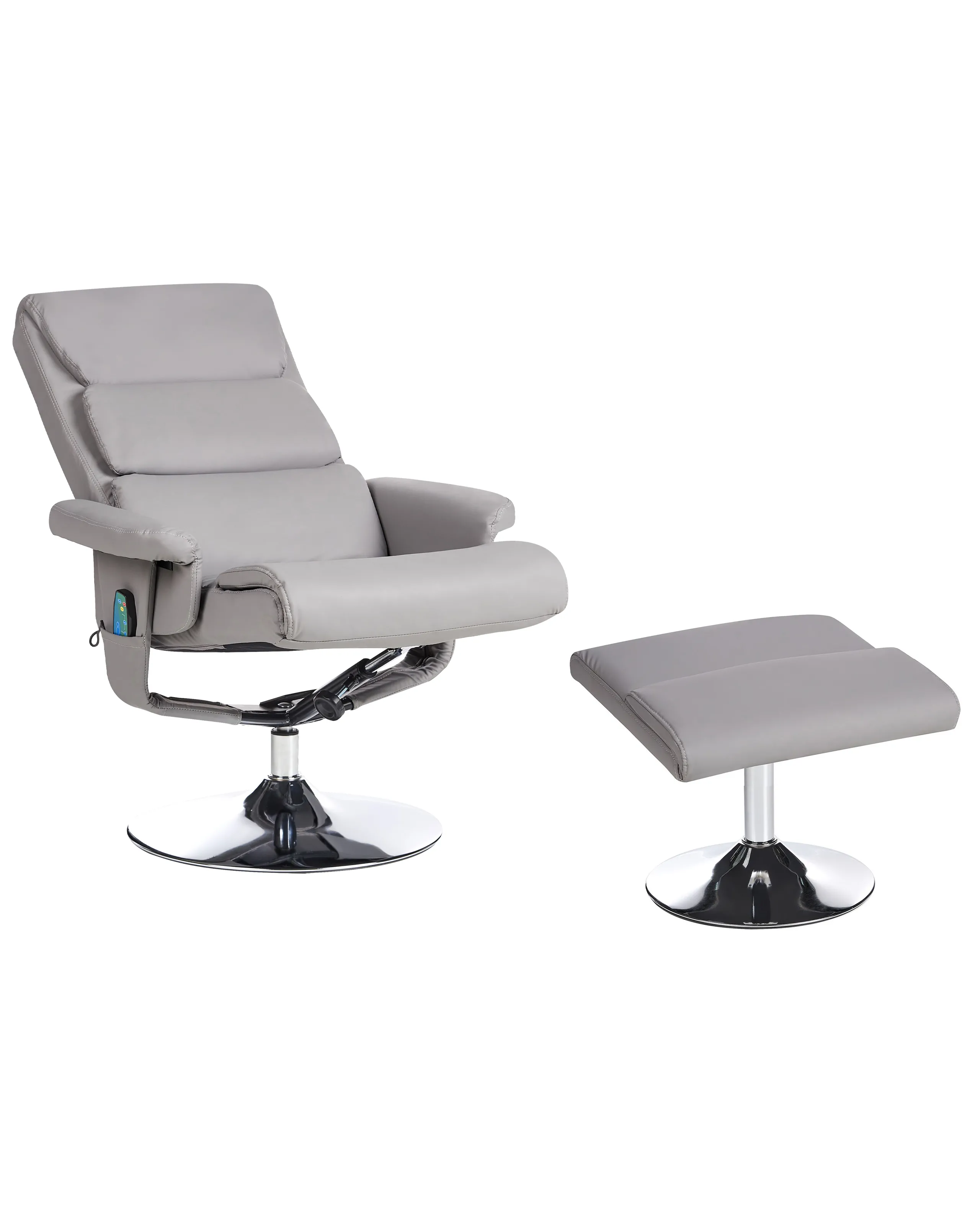 Massage Chair LEGEND with Footstool Faux Leather Grey