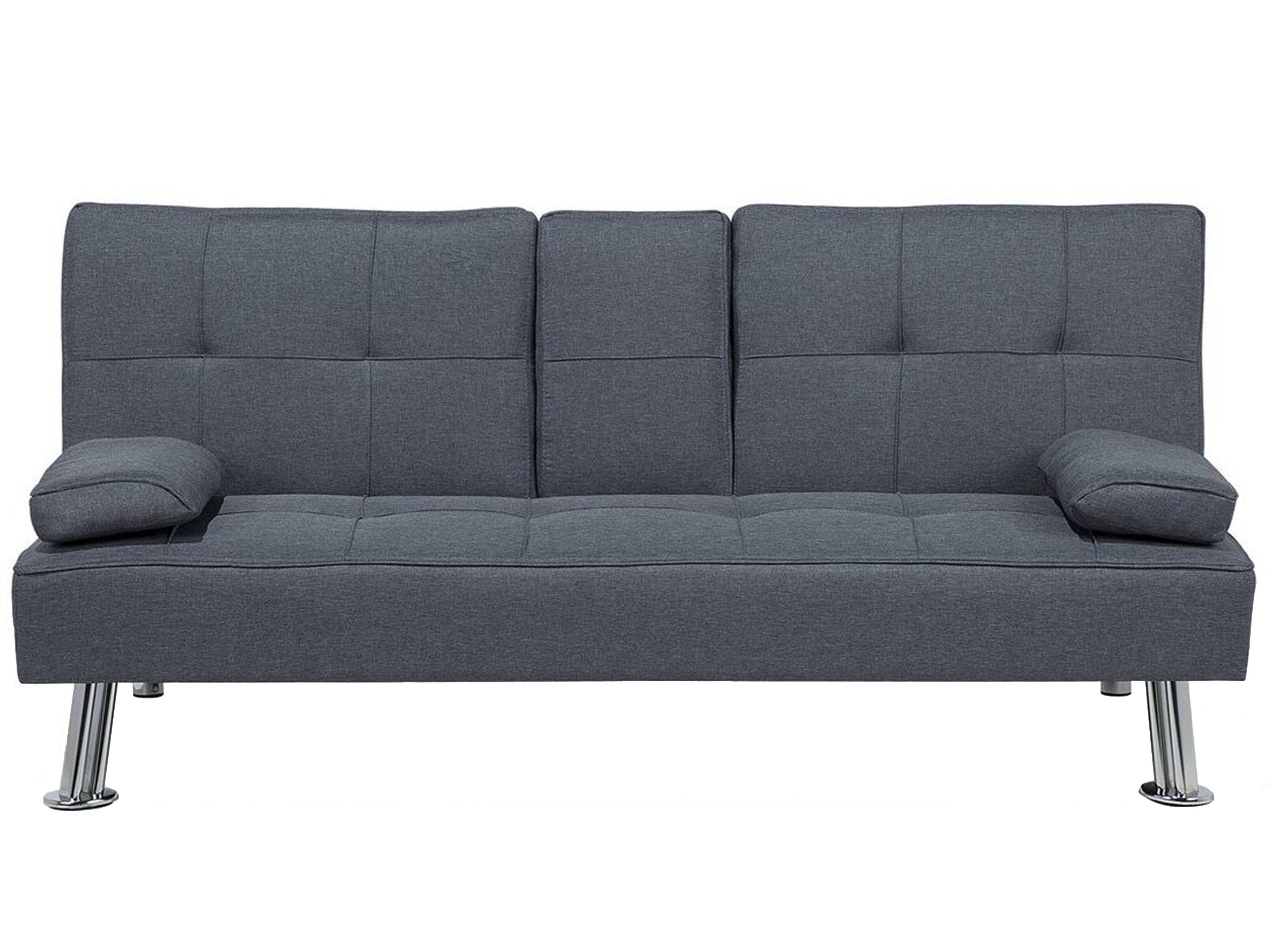 Sofa Bed 3 Seater ROXEN Fabric Dark Grey