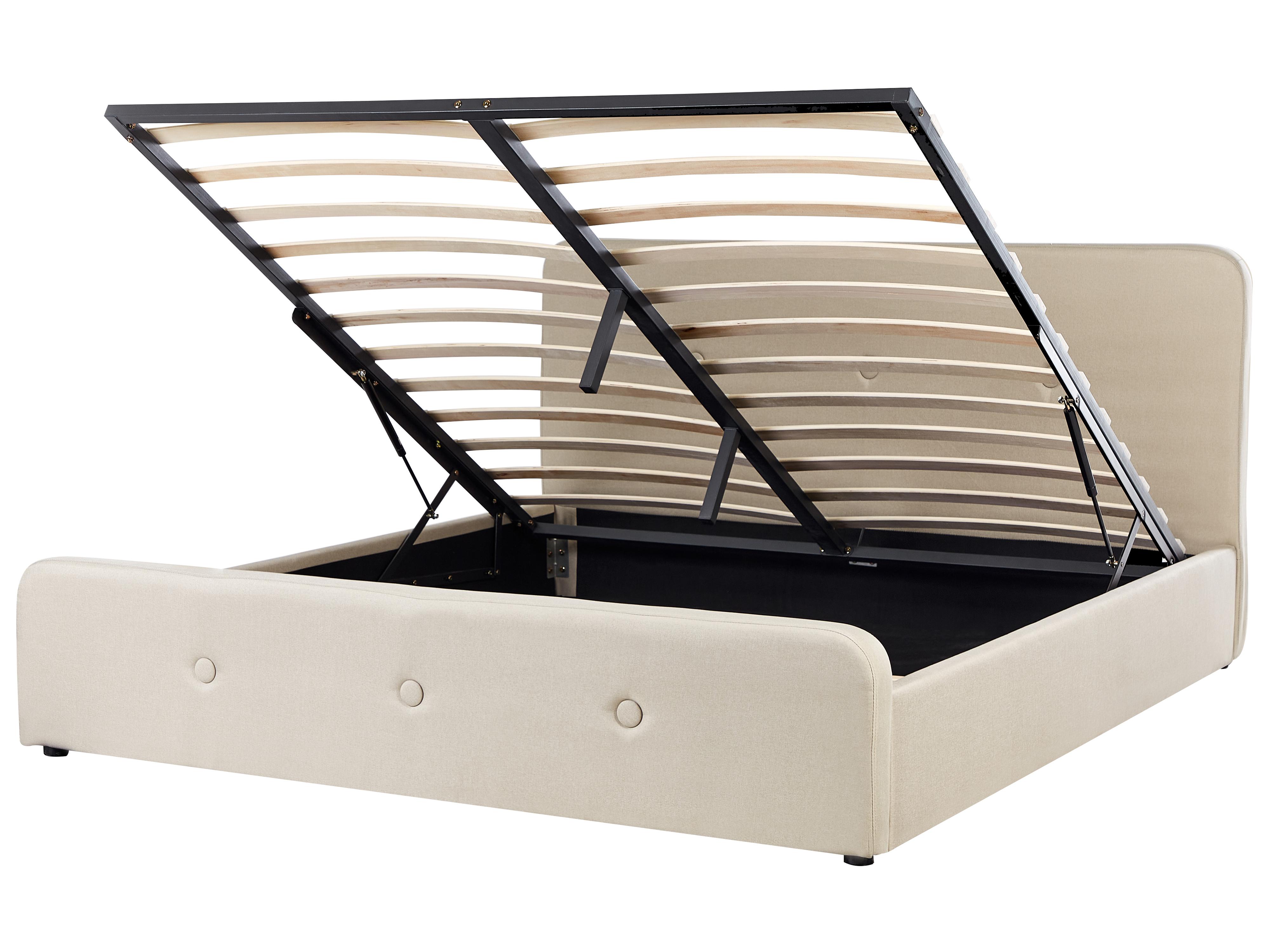 Ottoman Bed Faux Linen RENNES 180 x 200 cm (EU Super King) Beige