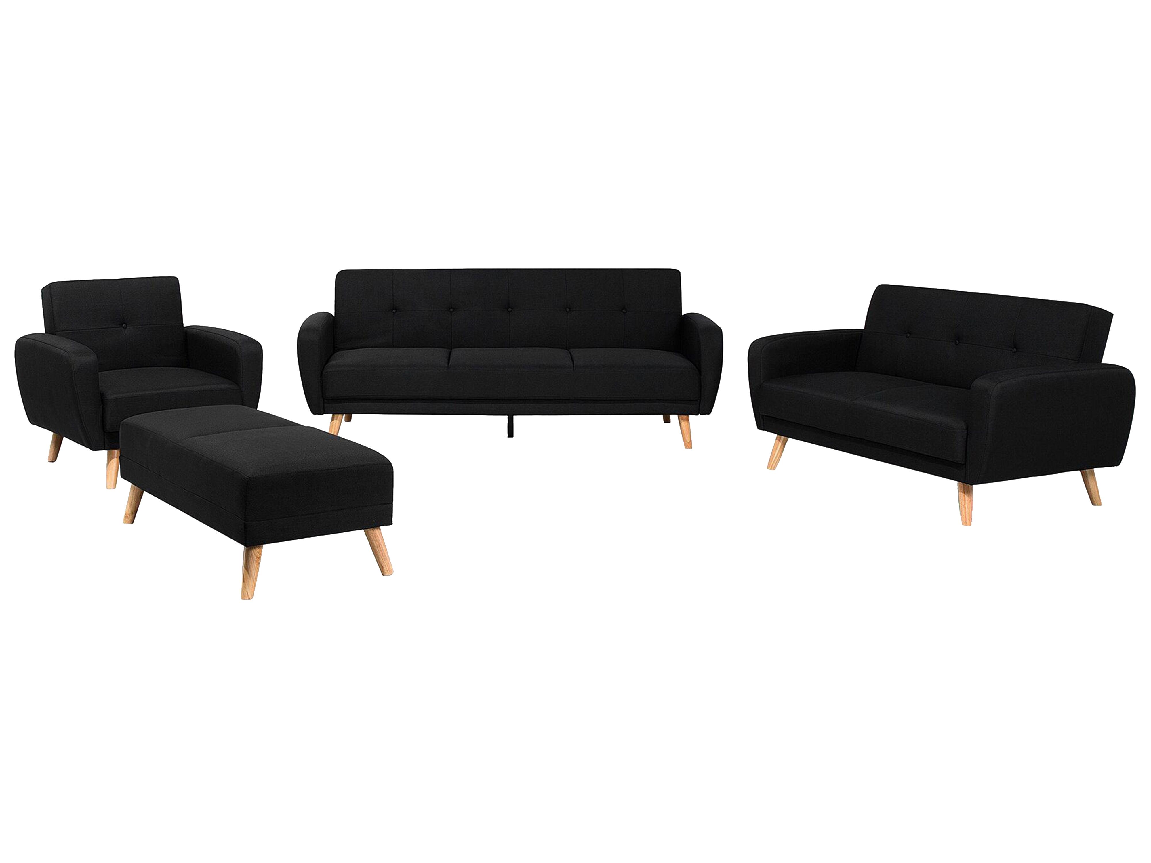 Conjunto de sala de estar FLORLI Tela Negro