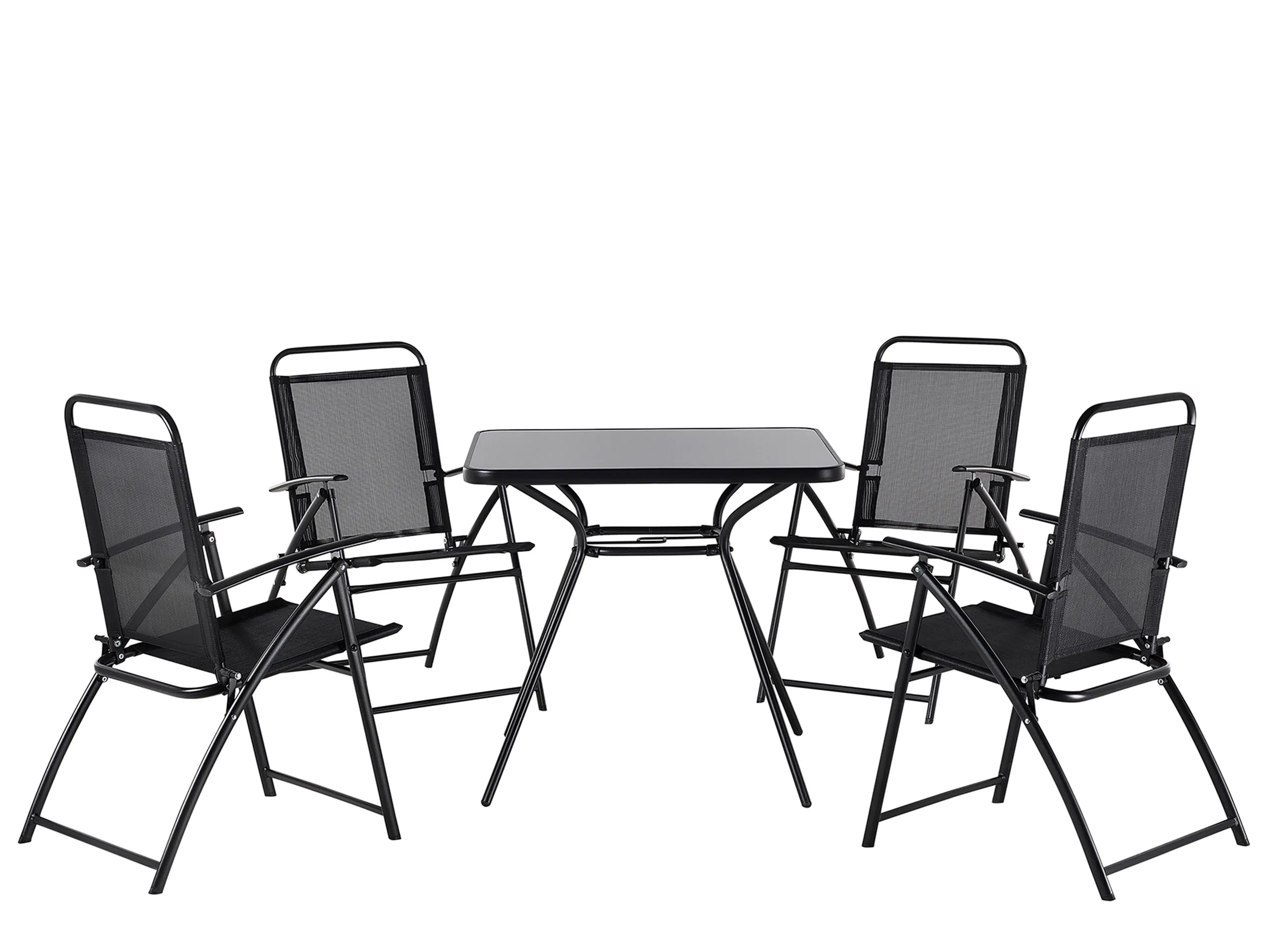 Conjunto de comedor exterior 4 plazas LIVO Metal Negro