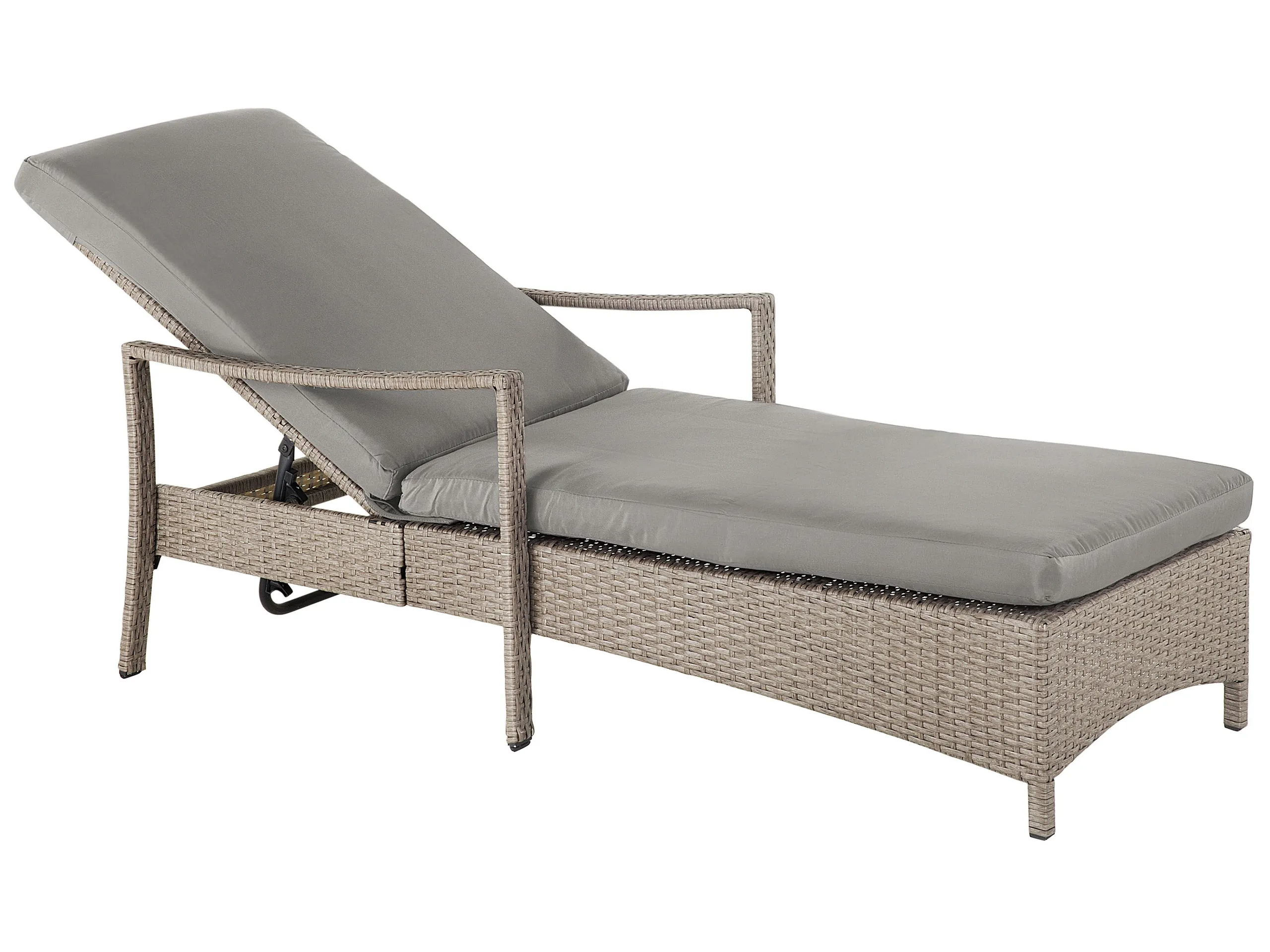 Sun Lounger with Cushion VASTO Reclining PE Rattan Taupe