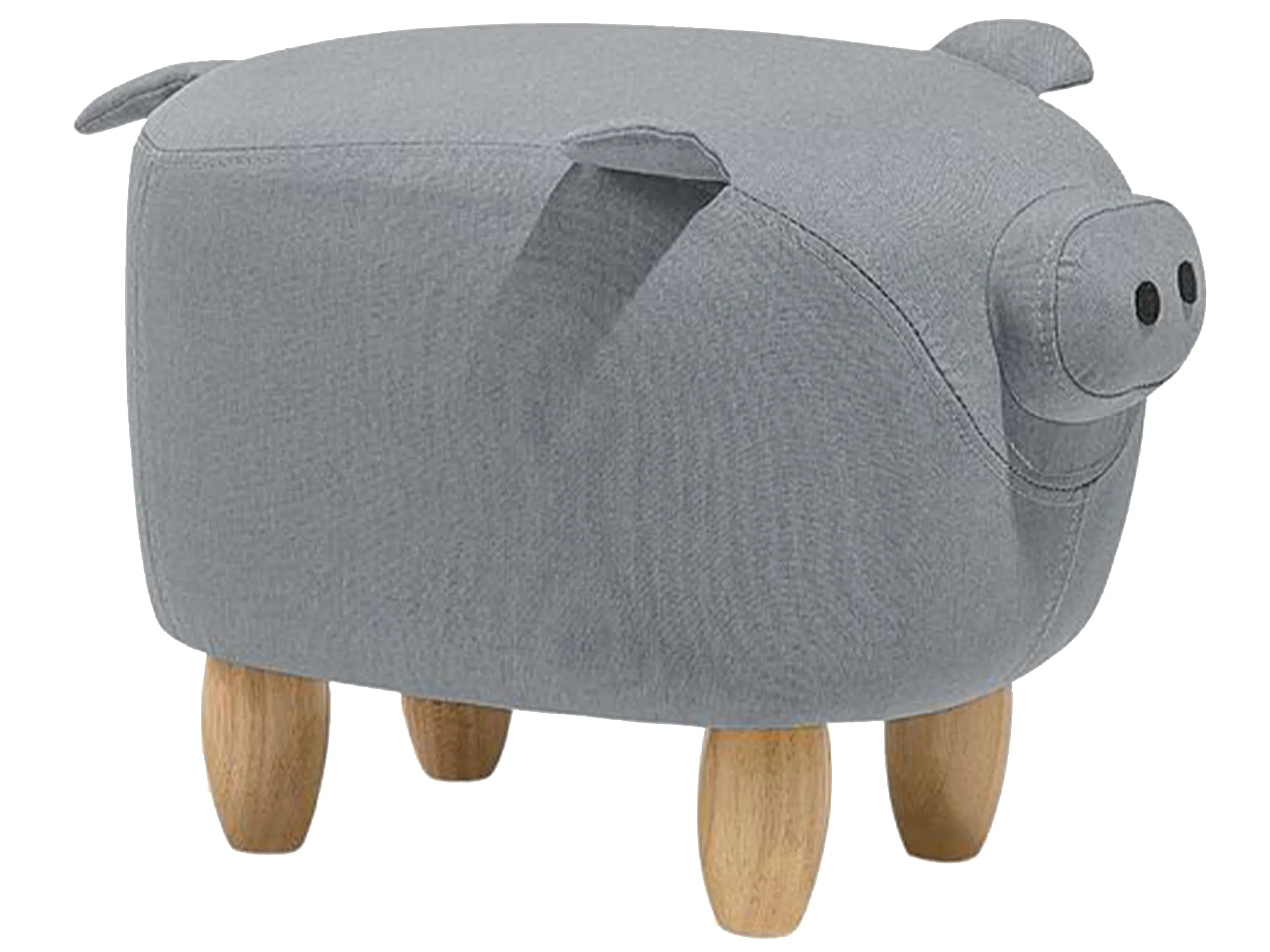 Animal Stool PIGGY Fabric Light Grey Pig