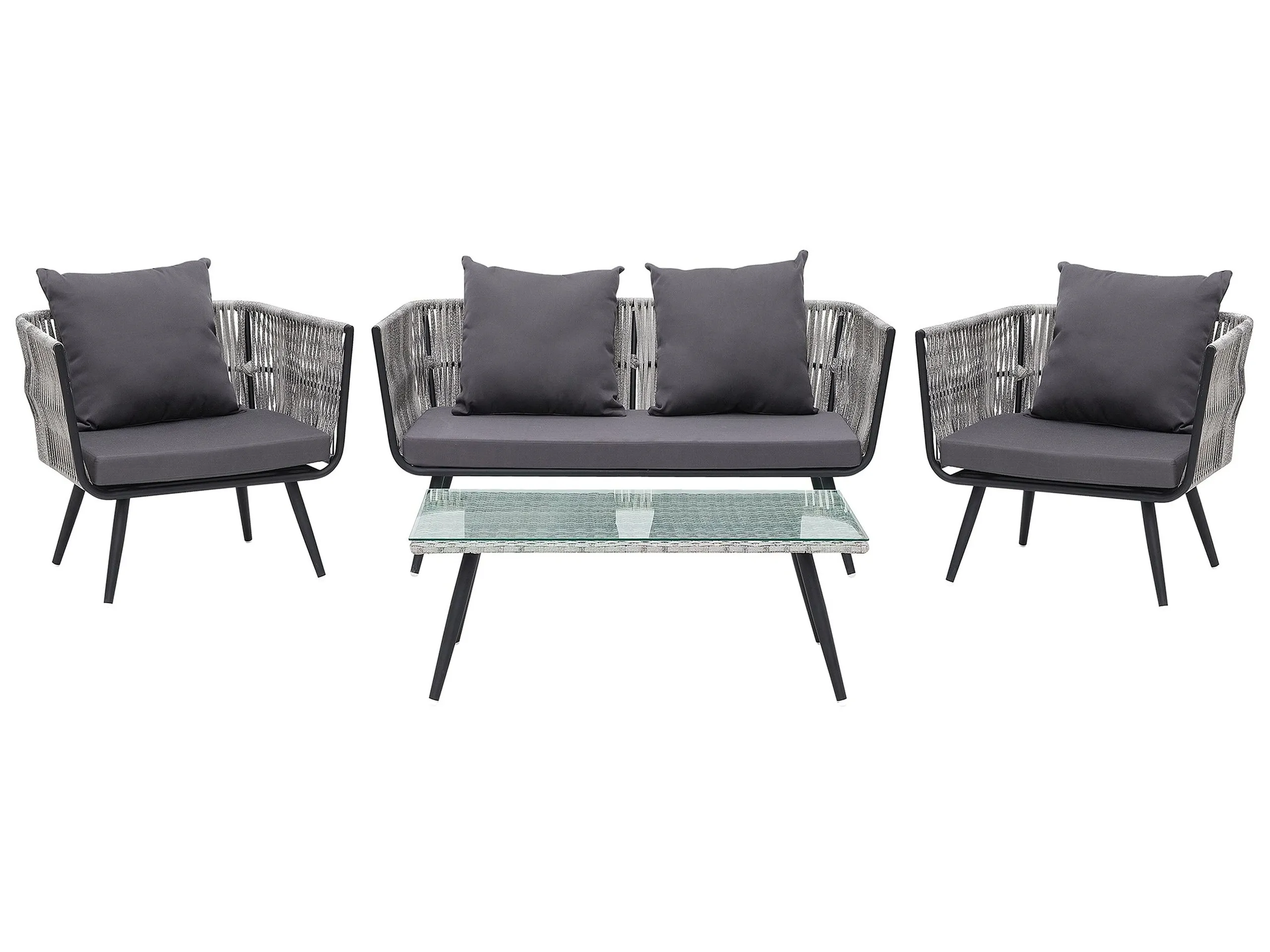 Conjunto de jardín con mesa 4 plazas RAGUSA Ratán sintético Gris