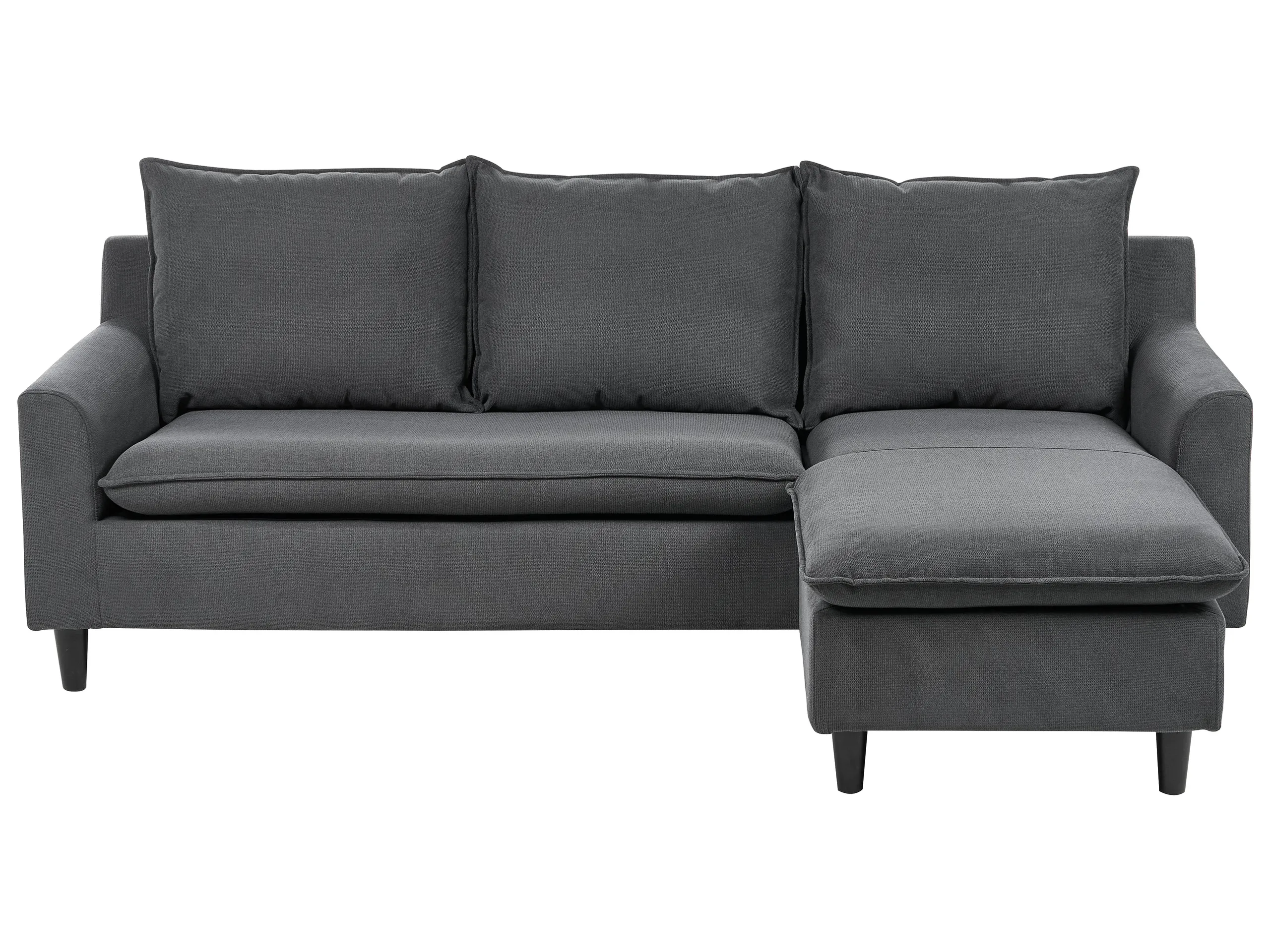 Corner Sofa 3 Seater ELVENES Fabric Dark Grey Left Hand