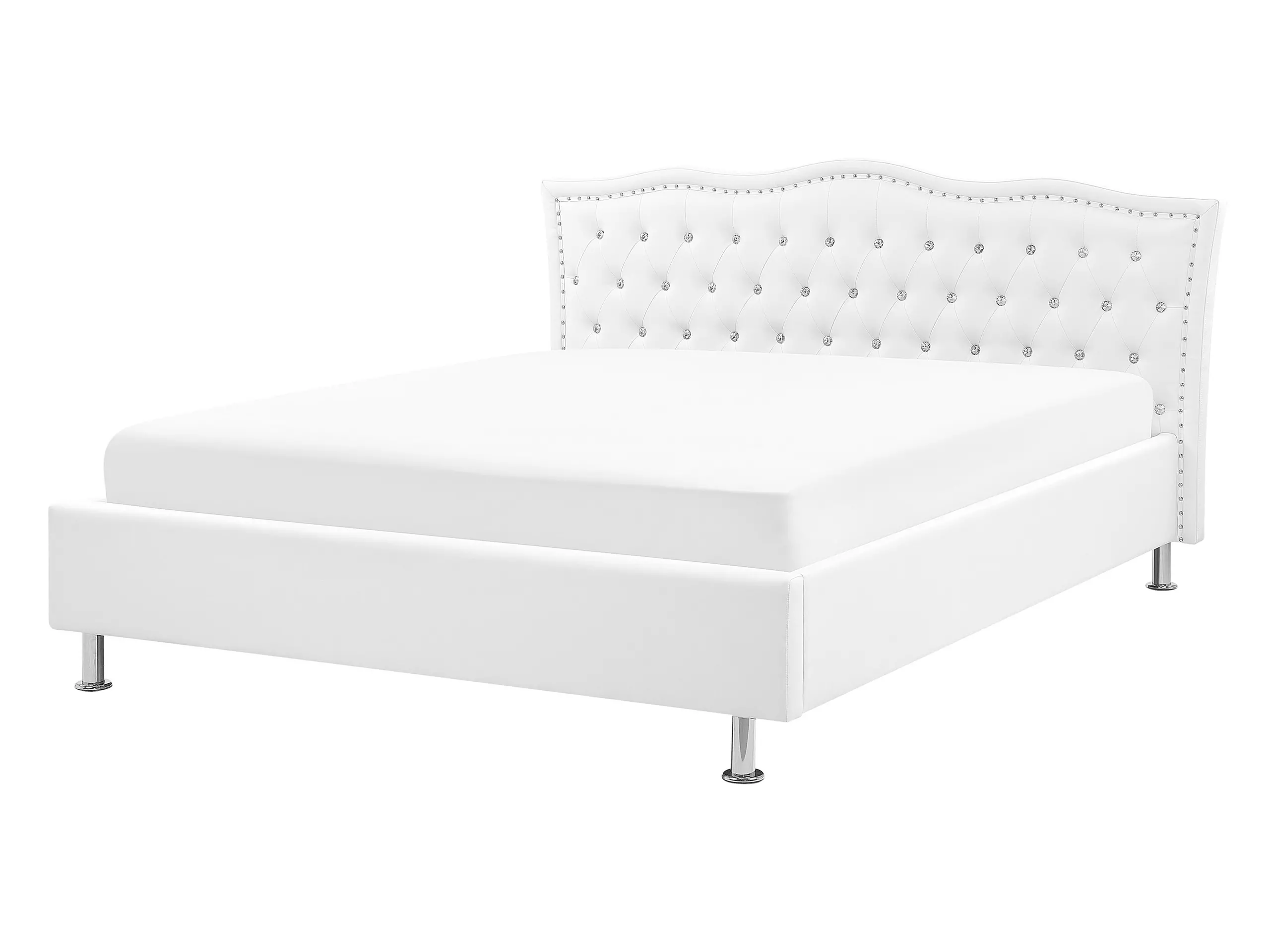 Bed Faux Leather METZ 140 x 200 cm (EU Double) White