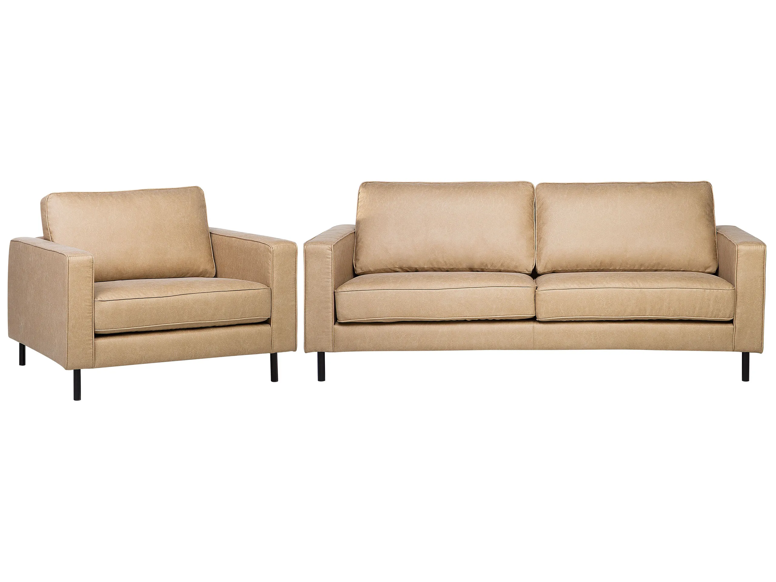 Conjunto de sala de estar 4 plazas SAVALEN Piel sintética Beige