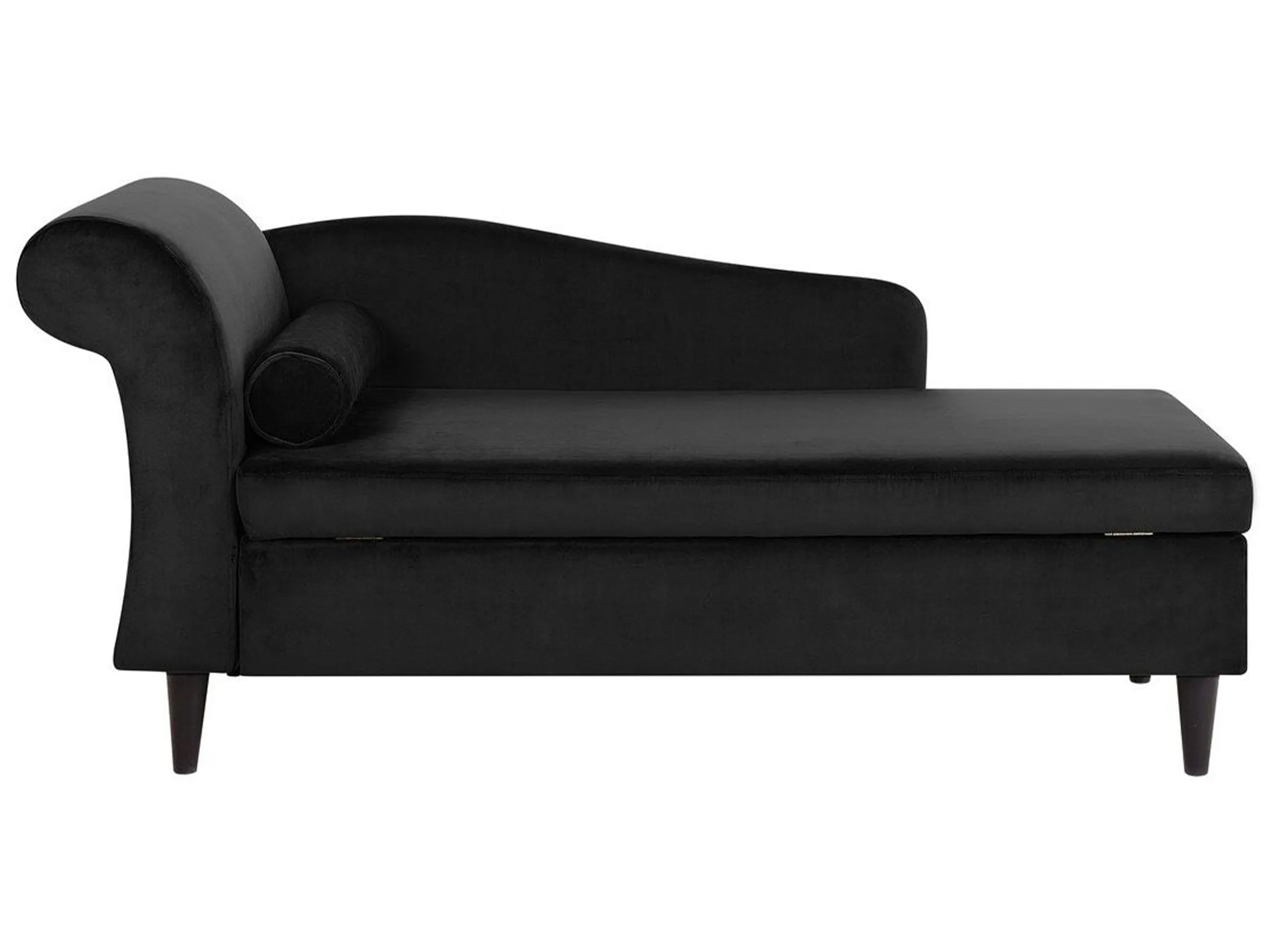 Left-Hand Chaise Longue LUIRO Velvet Black with Storage