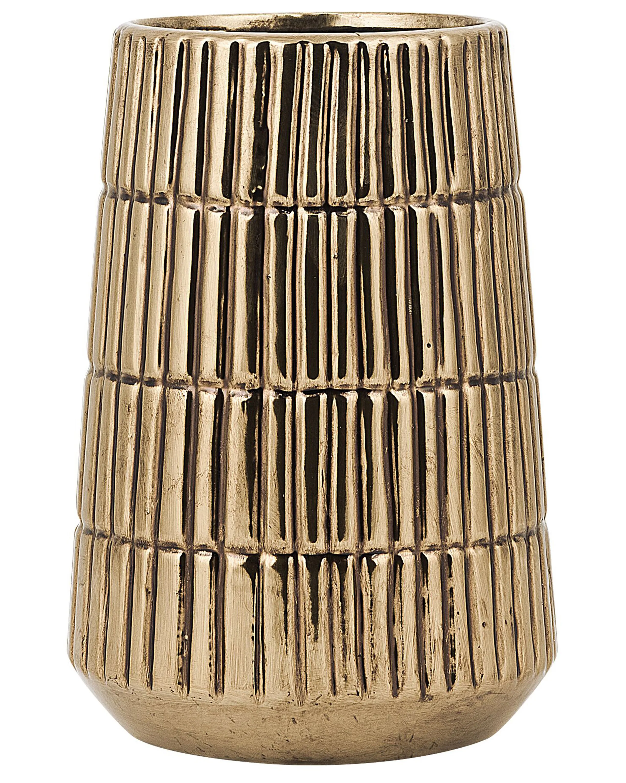Jarrón decorativo QANAWAT Gres 22 cm Dorado