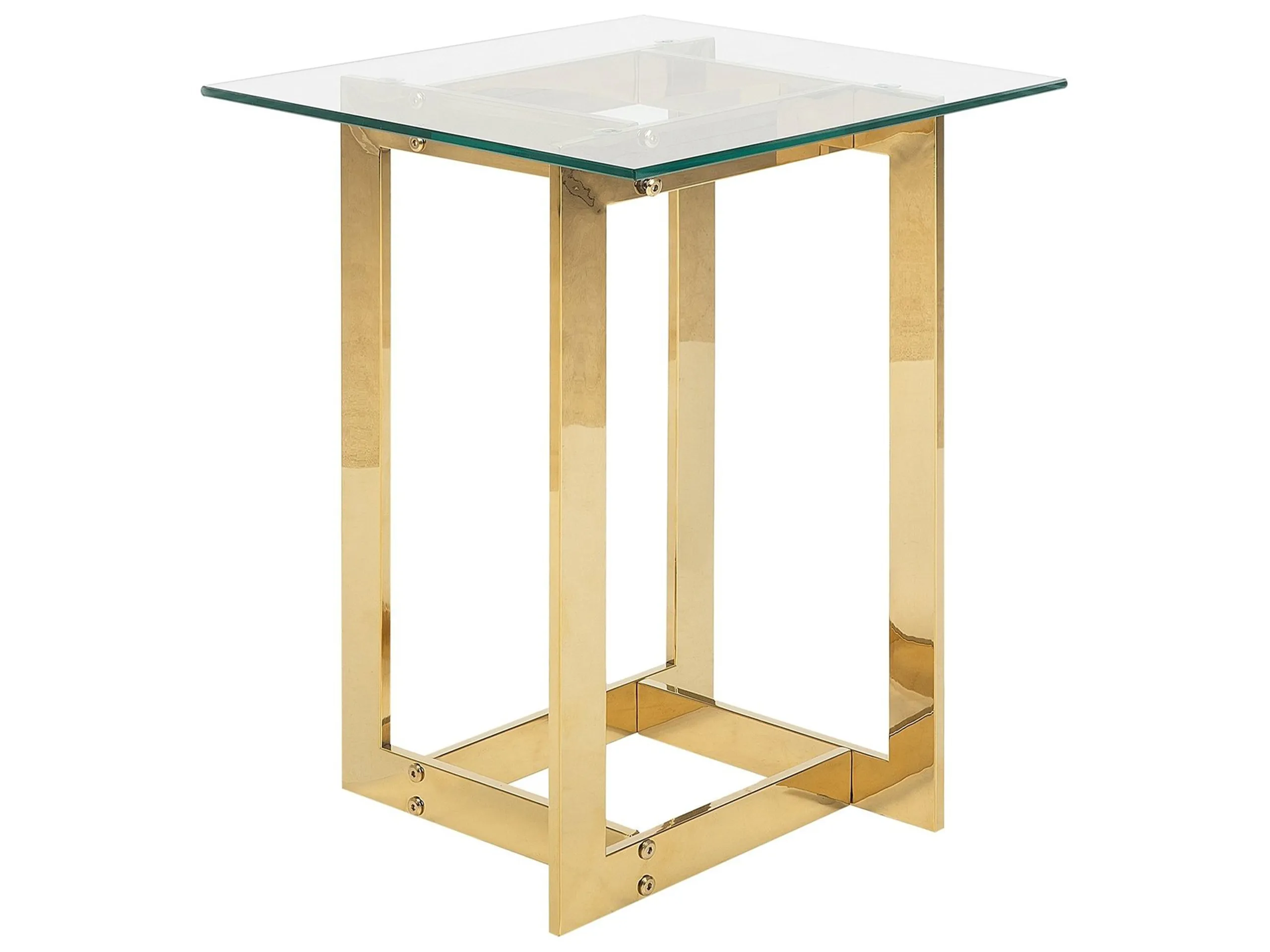 Mesa auxiliar CRYSTAL Vidrio templado Dorado
