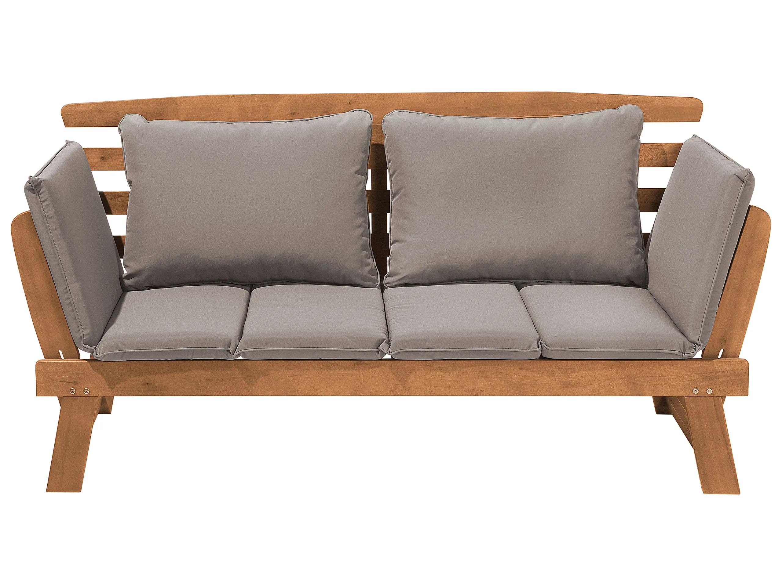 Garden Bench with Cushion PORTICI 210 cm Eucalyptus Wood Light Brown/ Taupe