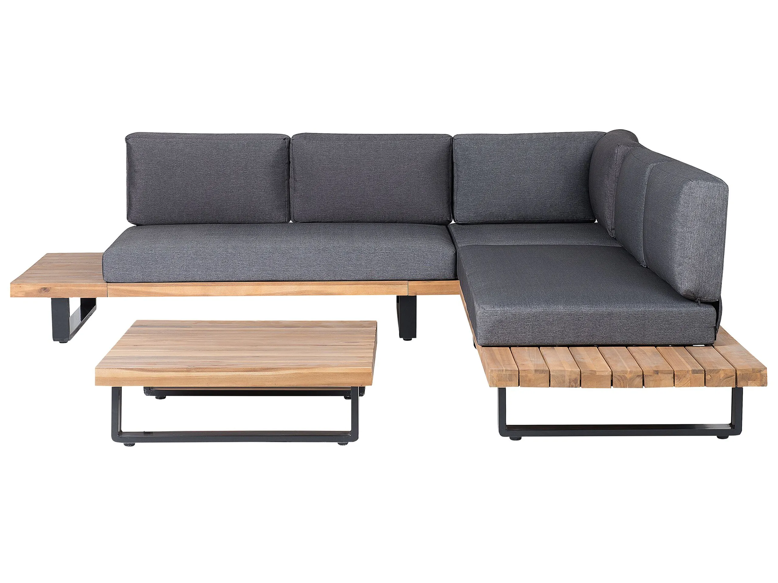 Conjunto esquinero de jardín 5 plazas MYKONOS Derecha Madera de acacia certificada Gris oscuro
