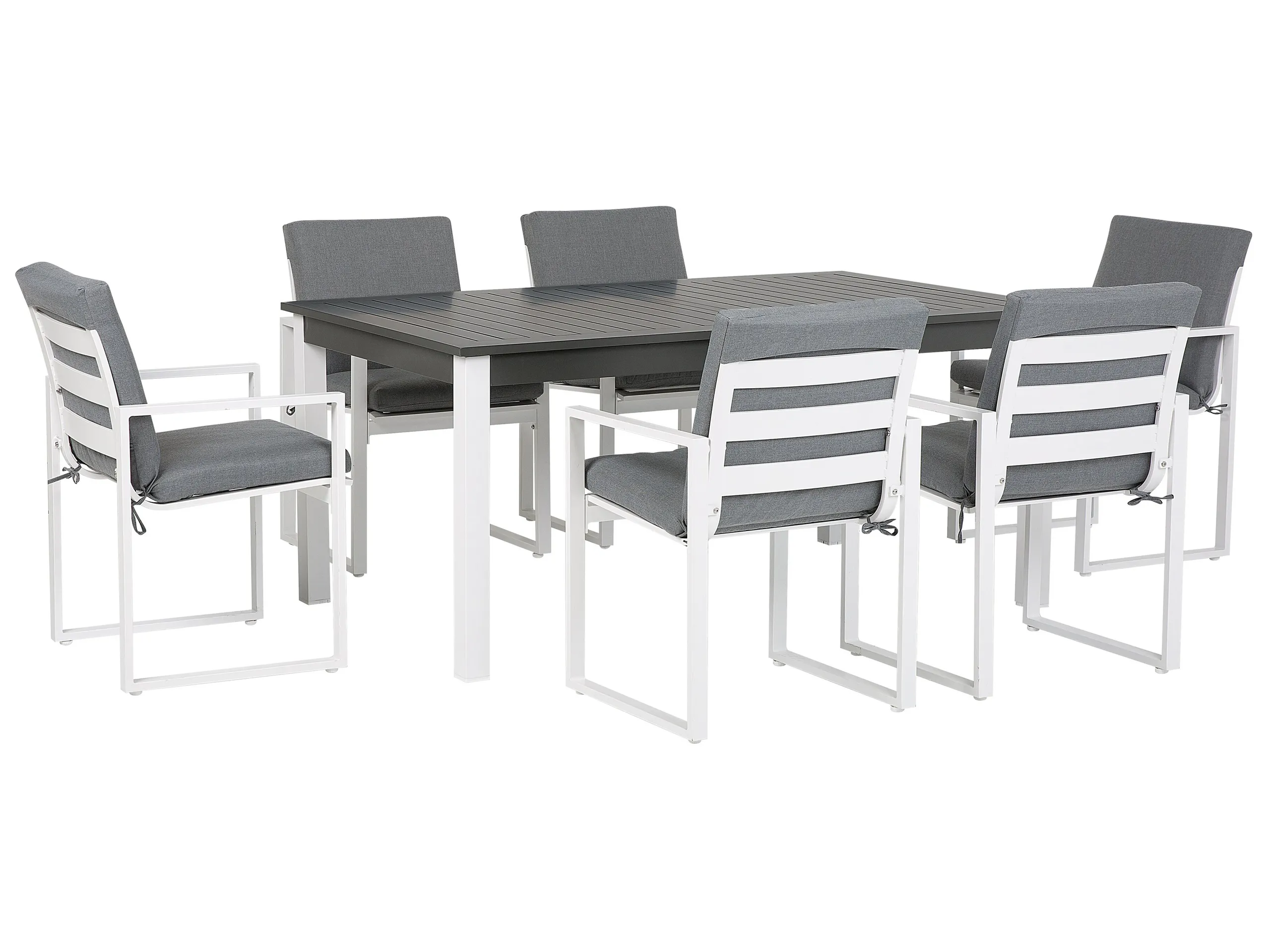 Conjunto de comedor exterior 6 plazas PANCOLE con cojines Metal Gris