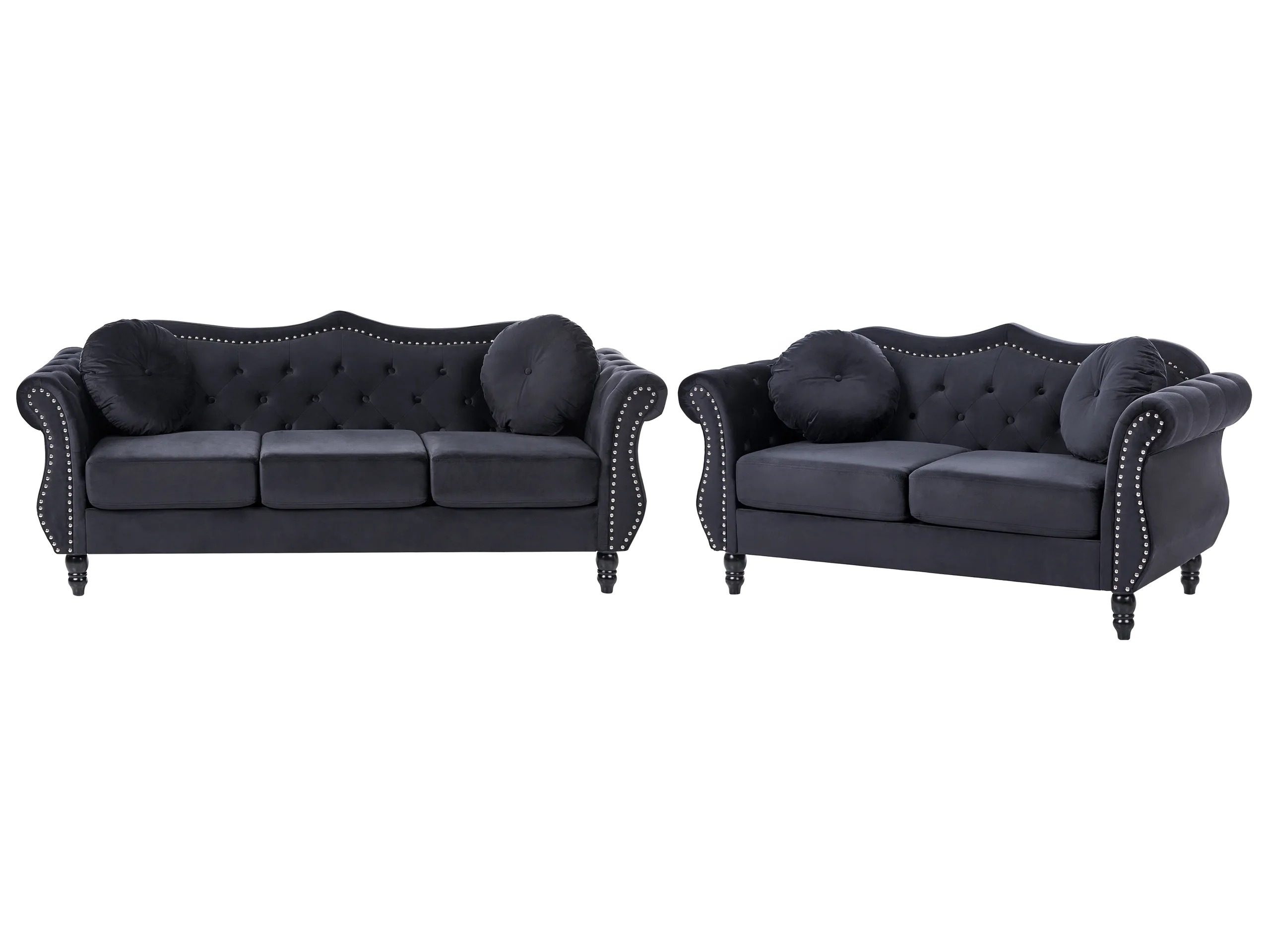 Conjunto de sala de estar 5 plazas SKIEN Terciopelo Negro