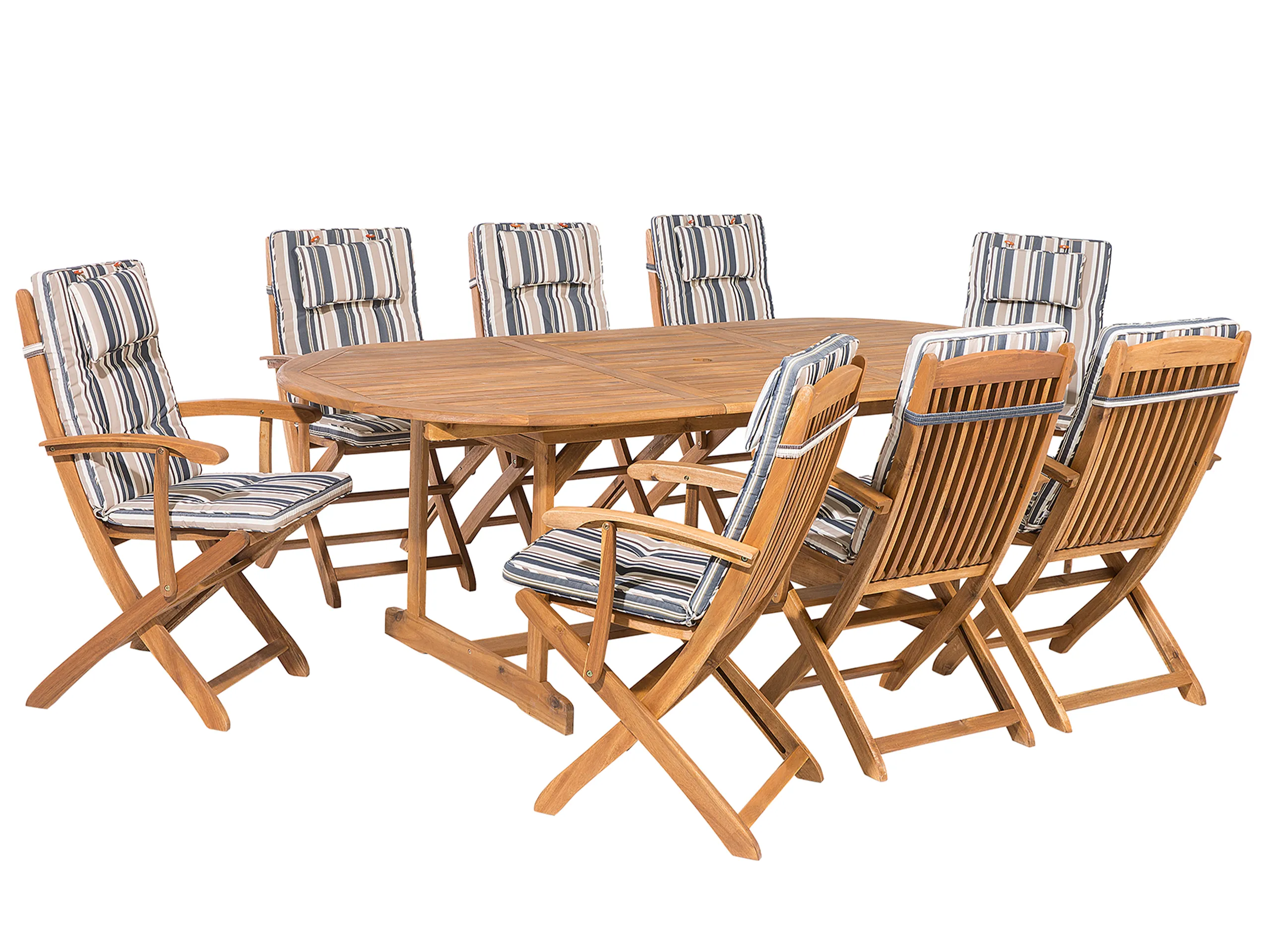 Conjunto de comedor exterior 8 plazas MAUI con cojines Madera de acacia Multicolor