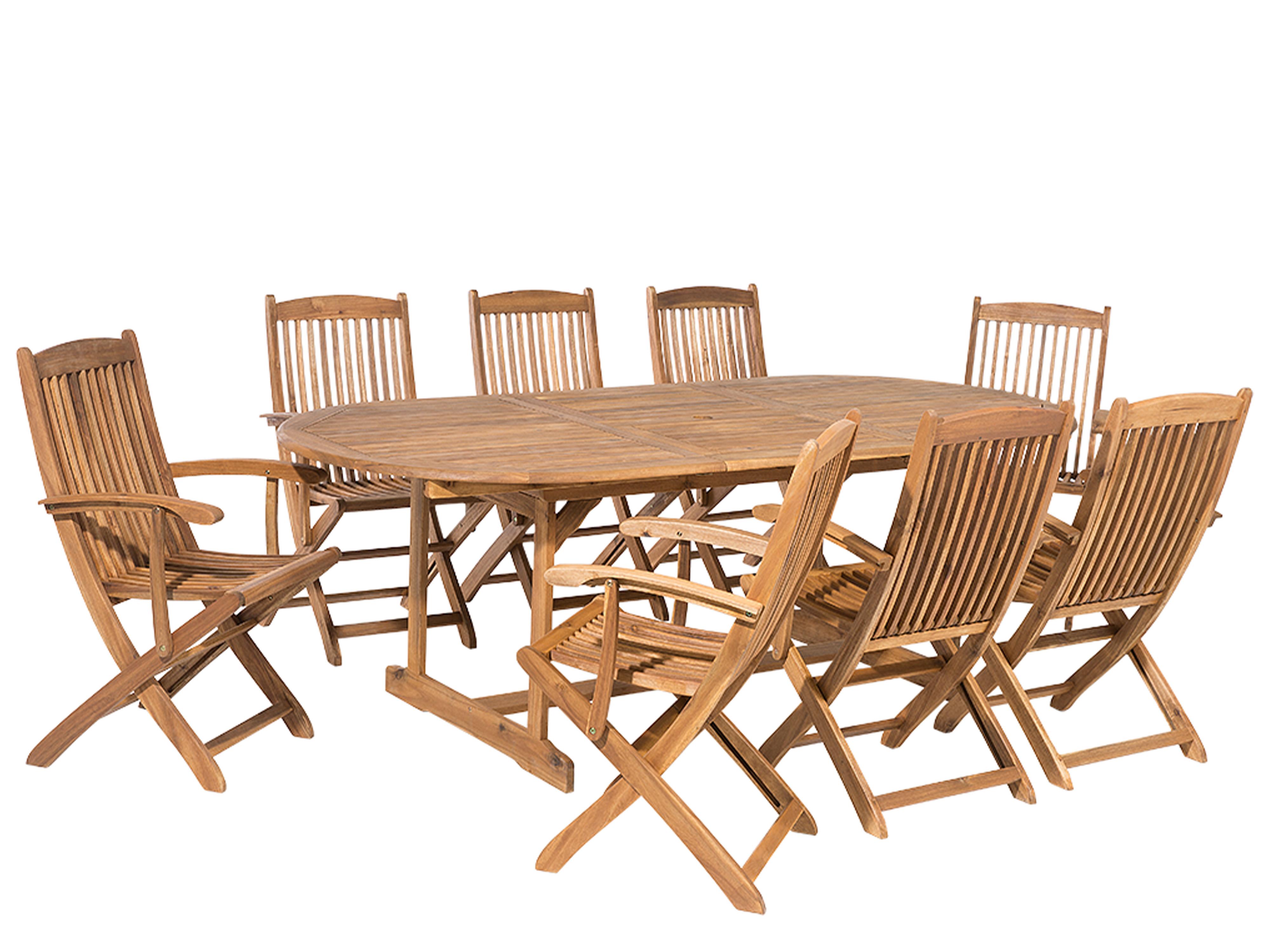 Conjunto de comedor exterior 8 plazas MAUI Madera de acacia Marrón claro