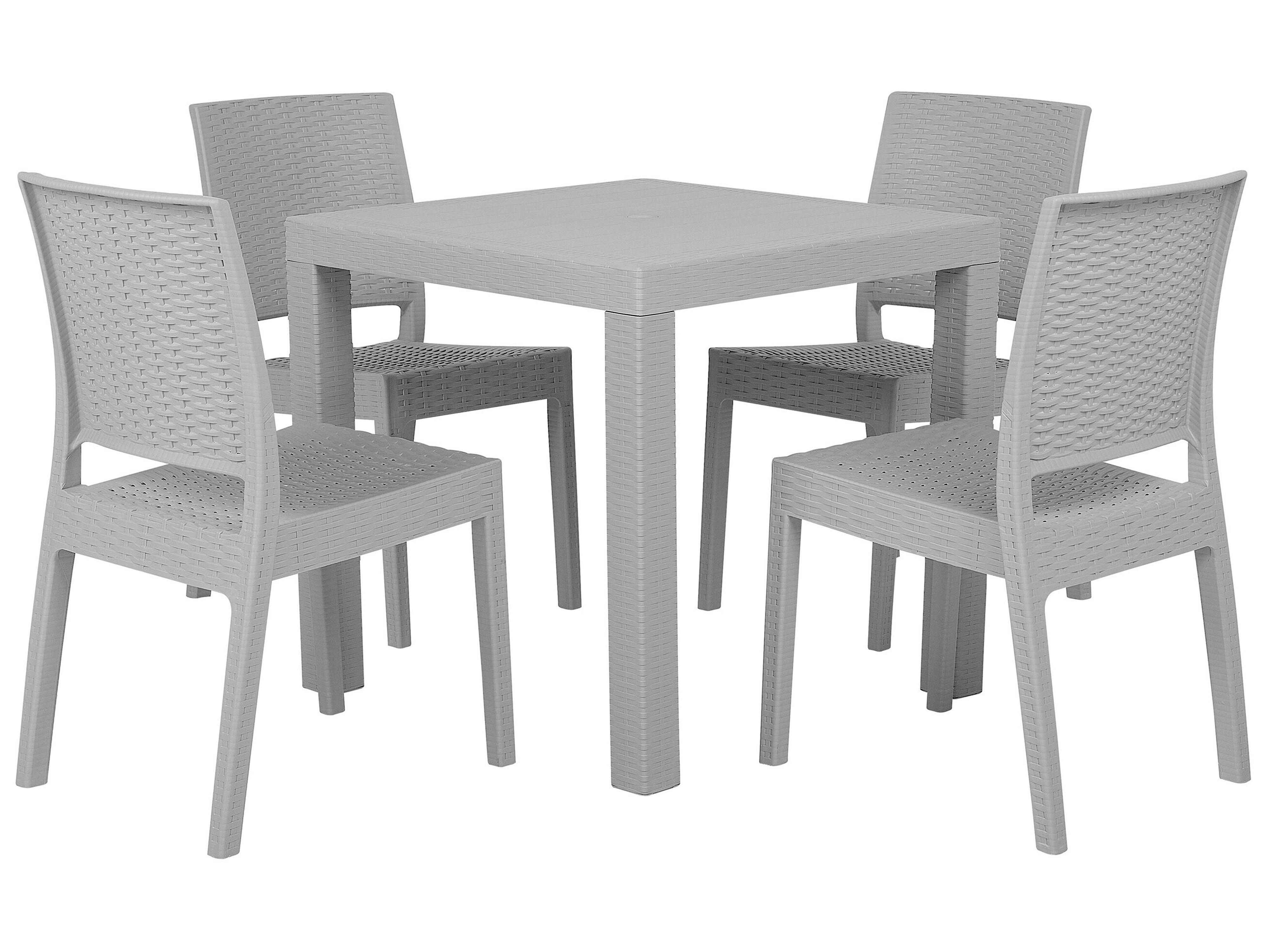 Conjunto de comedor exterior 4 plazas FOSSANO Gris claro