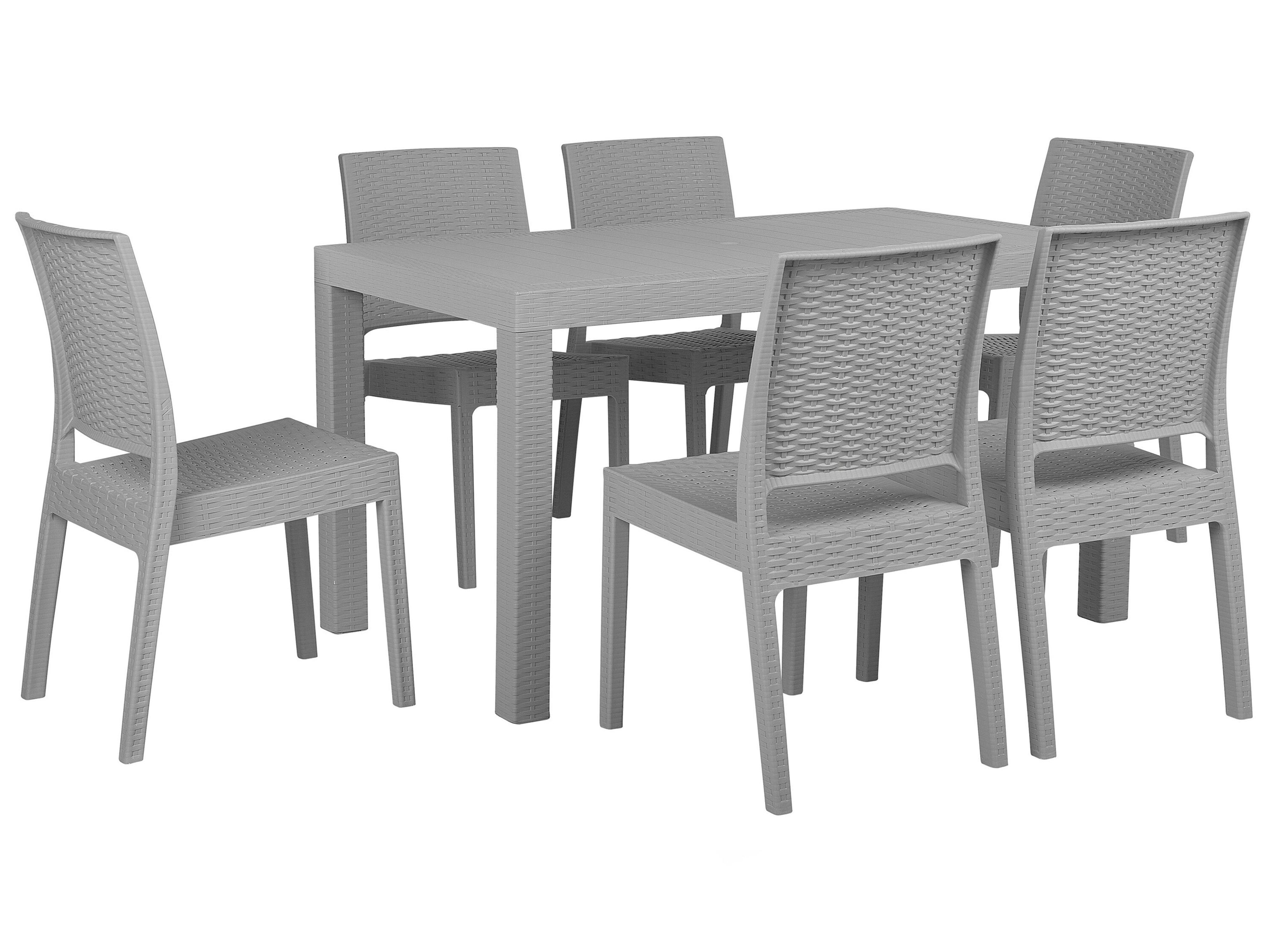 Conjunto de comedor exterior 6 plazas FOSSANO Gris claro