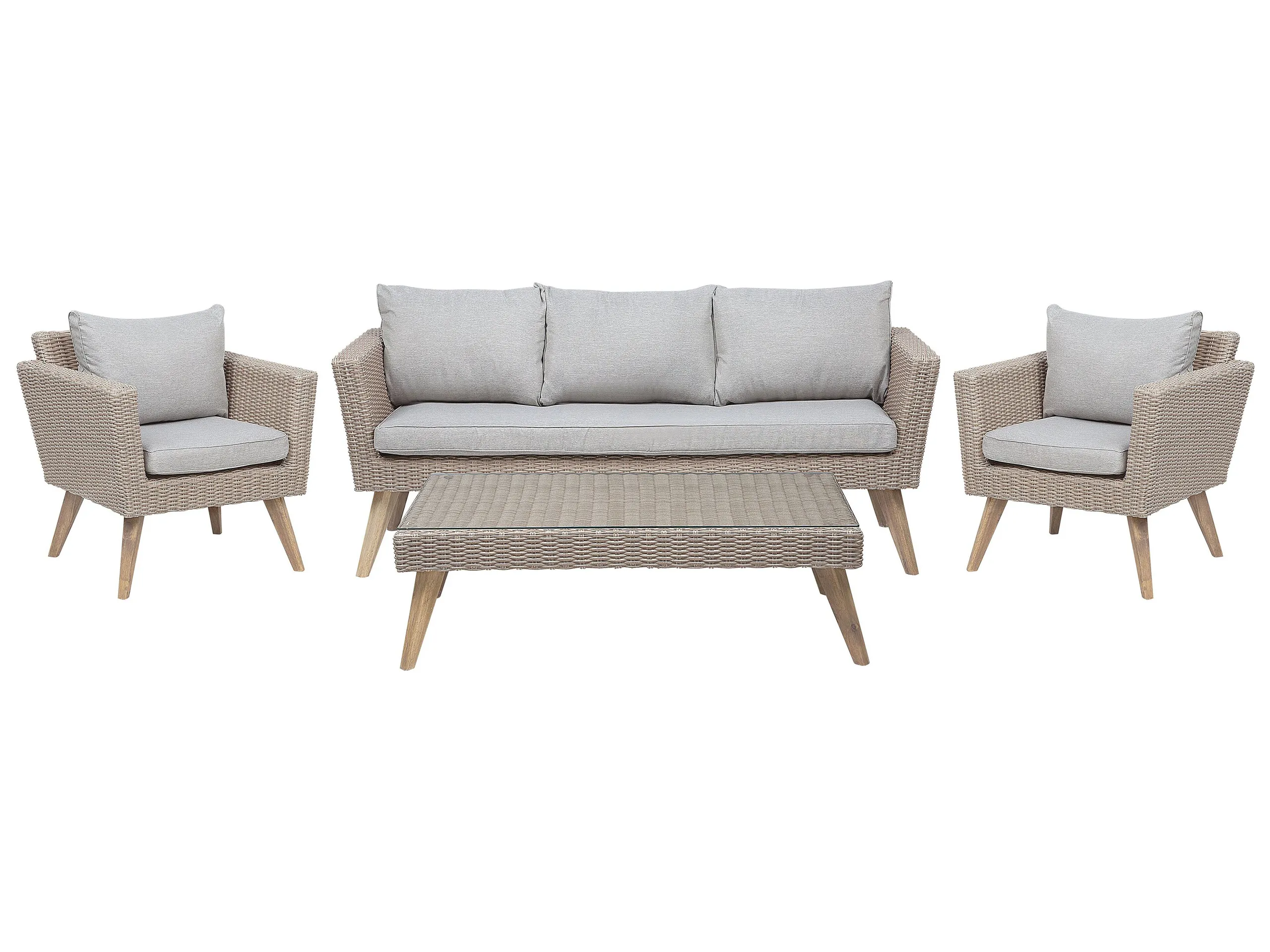 Conjunto de jardín con mesa 5 plazas VITTORIA Ratán sintético Gris