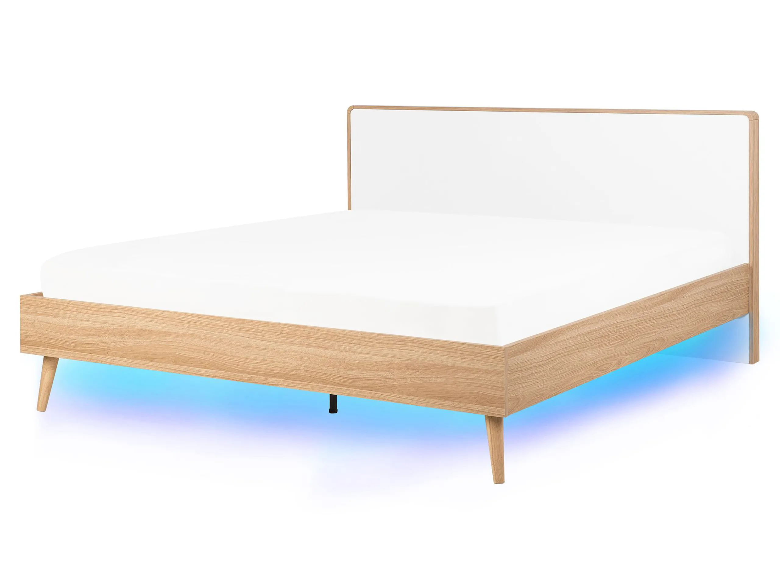 Bed with LED SERRIS 160 x 200 cm (EU King Size) Light Brown
