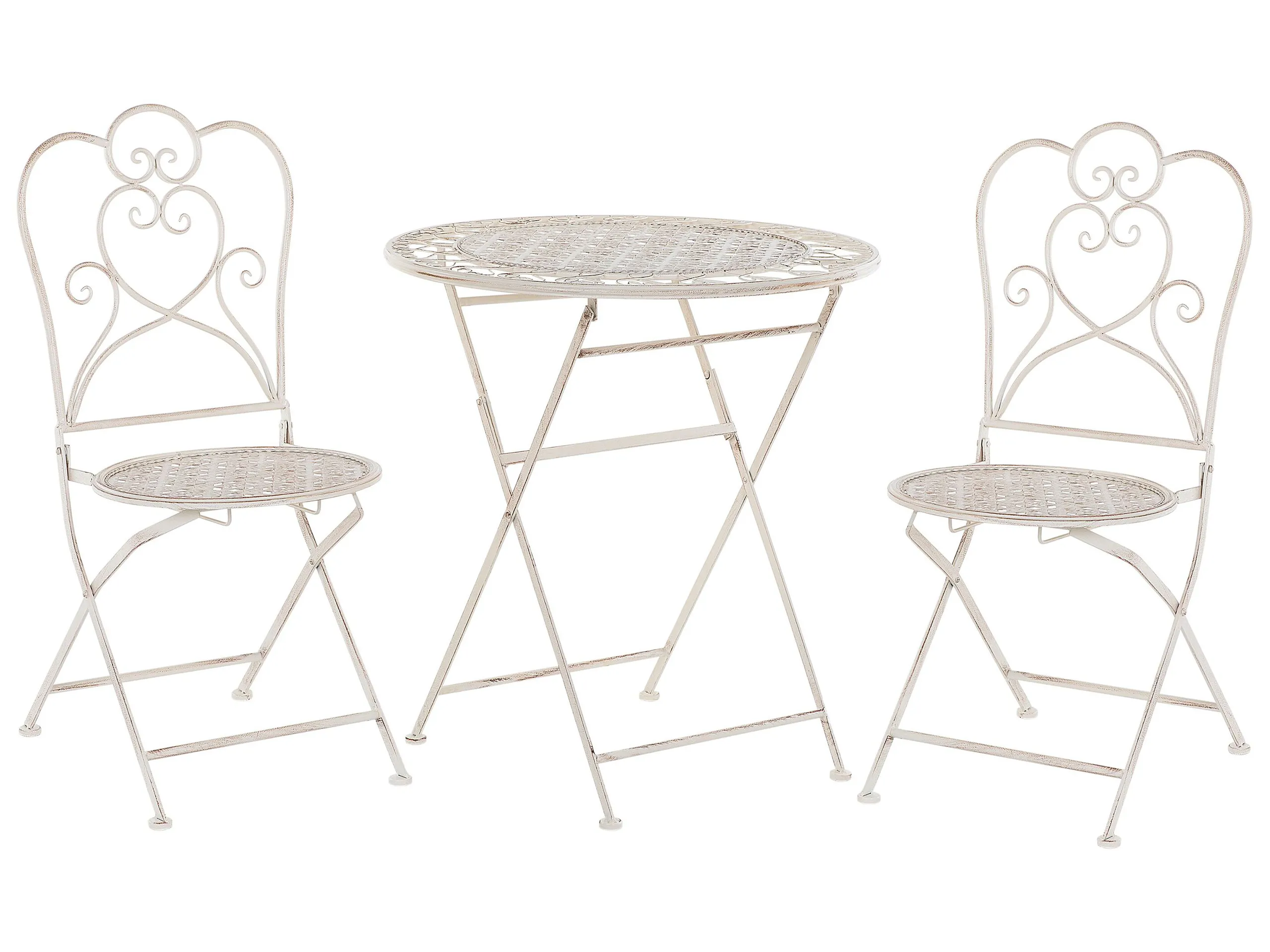 Bistro Set Folding TRIESTE Metal Light Beige
