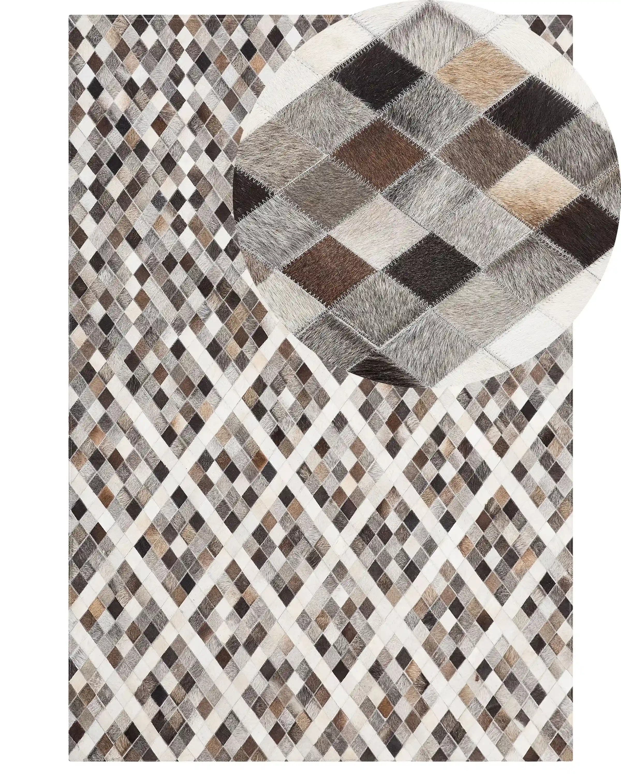Rug AKDERE Grey 140 x 200 cm Leather
