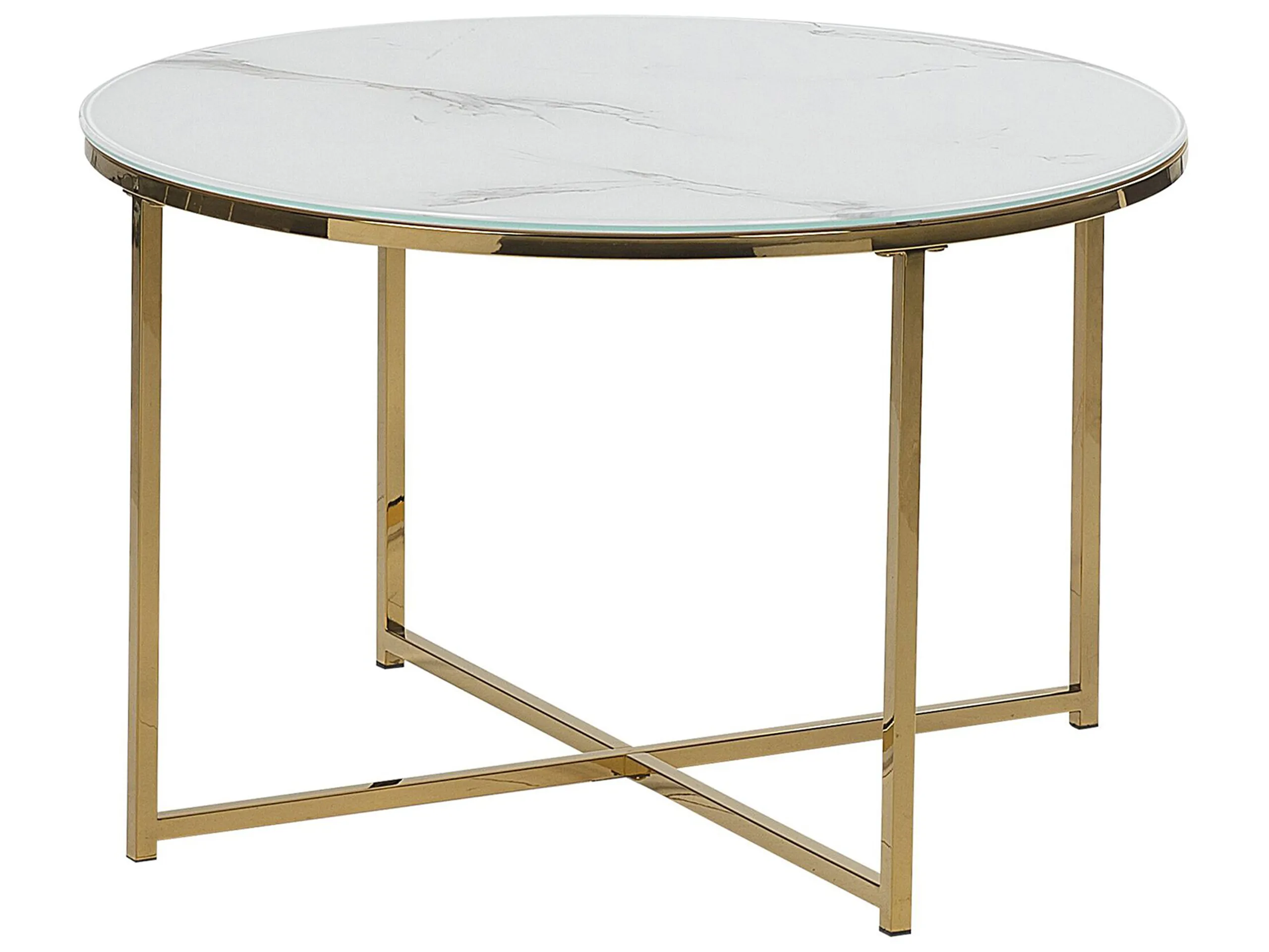 Mesa de centro QUINCY Vidrio templado Mármol/Dorado