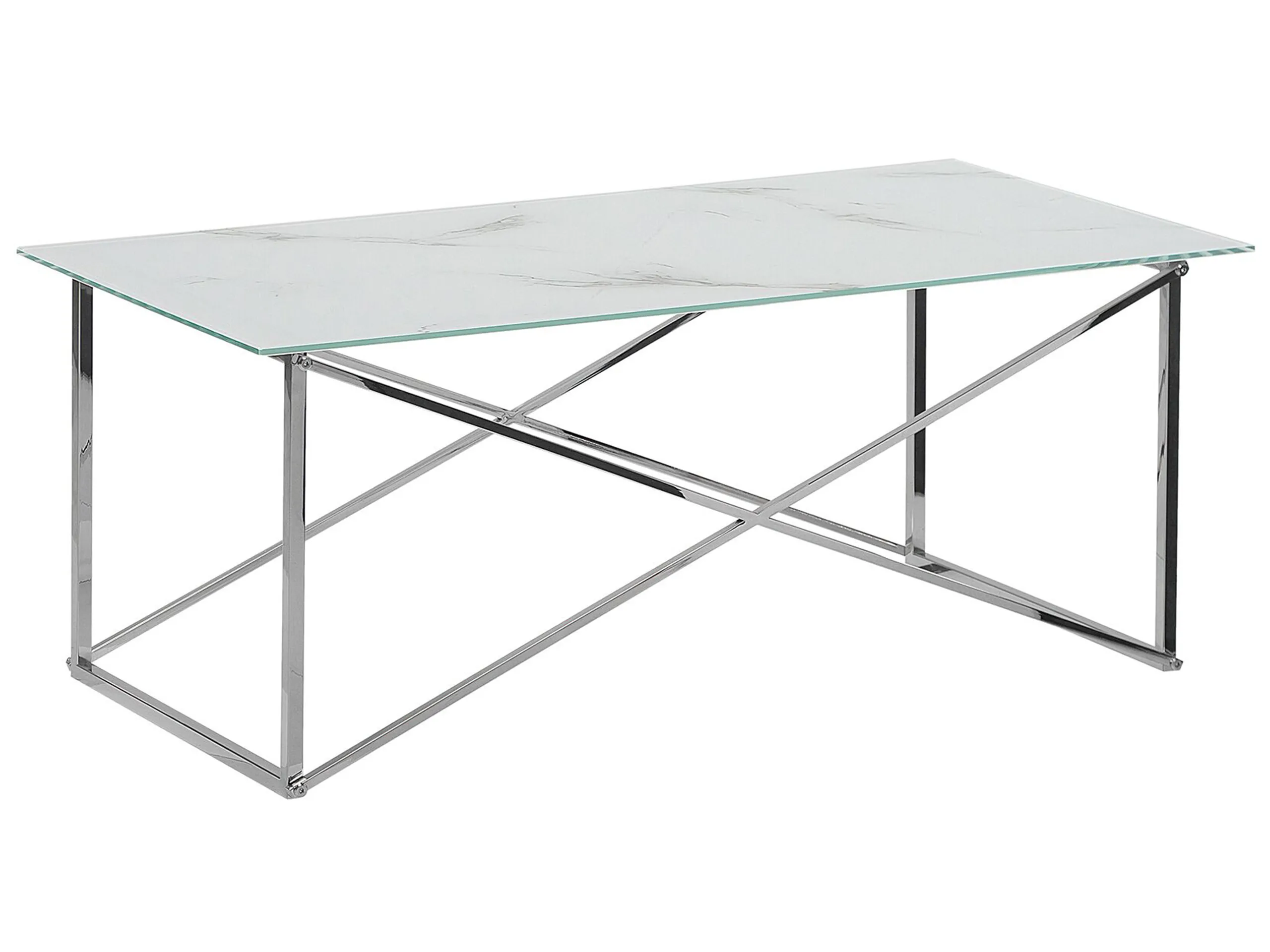 Coffee Table EMPORIA Tempered Glass Marble/ Silver