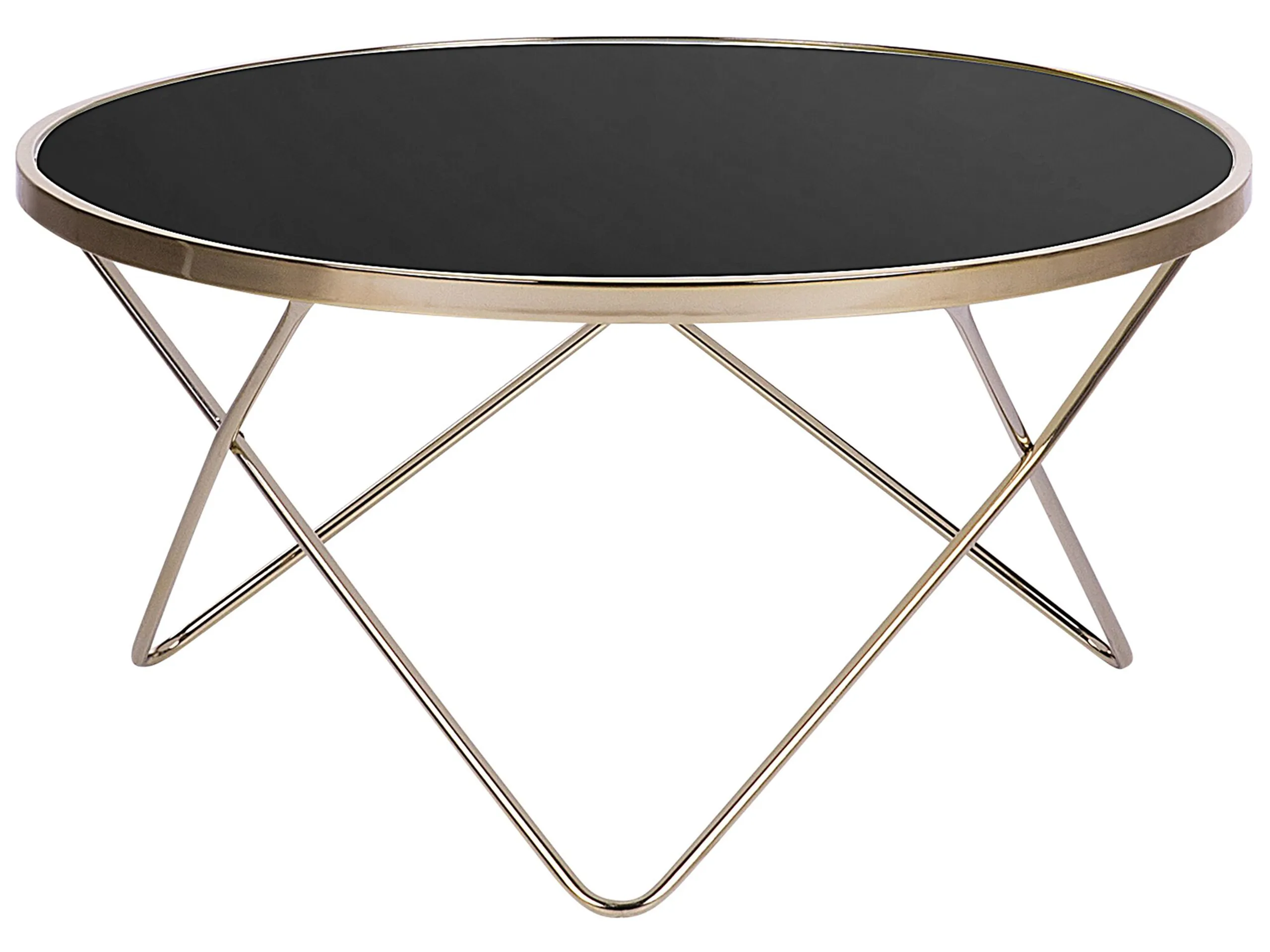 Mesa de centro MERIDIAN Vidrio templado Negro/Dorado