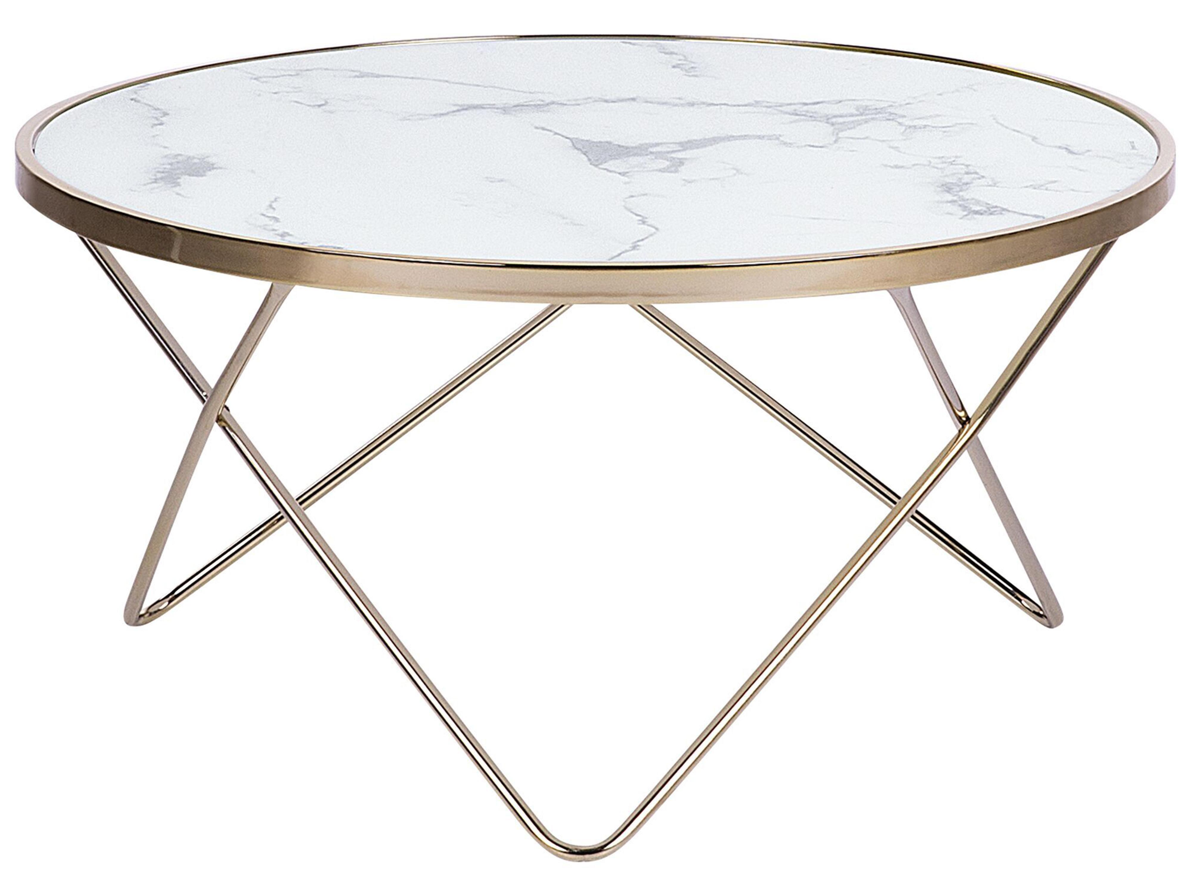Mesa de centro MERIDIAN Vidrio templado Mármol/Dorado