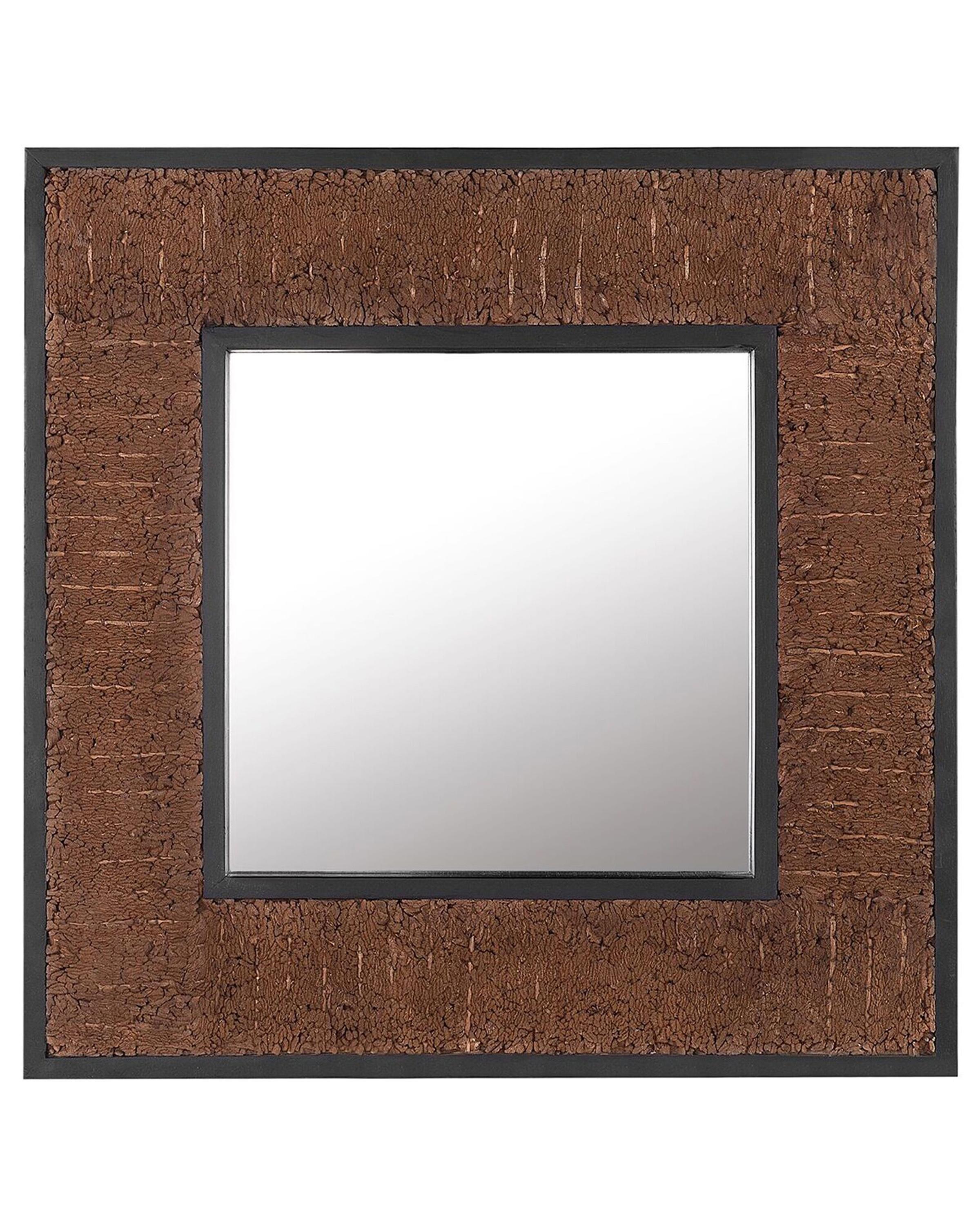 Espejo BOISE 60 cm 60 cm Madera de teca Marrón oscuro