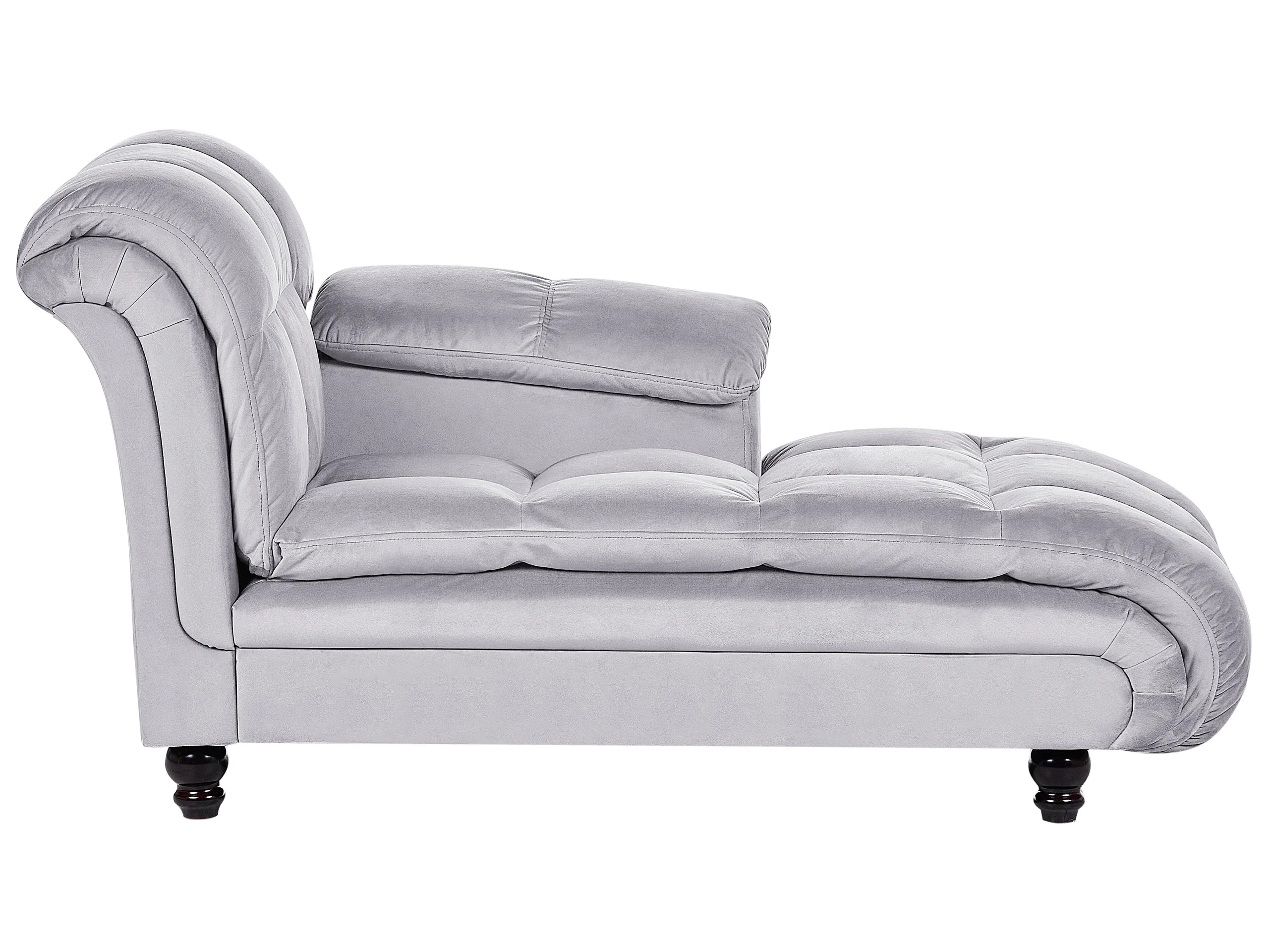 Left-Hand Chaise Longue LORMONT Velvet Light Grey