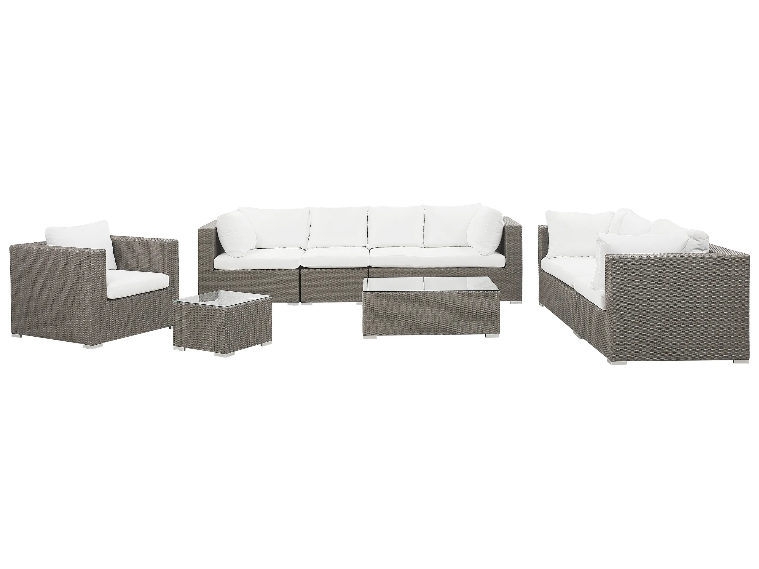 Conjunto de jardín con mesa 8 plazas MAESTRO modular Ratán sintético Gris pardo