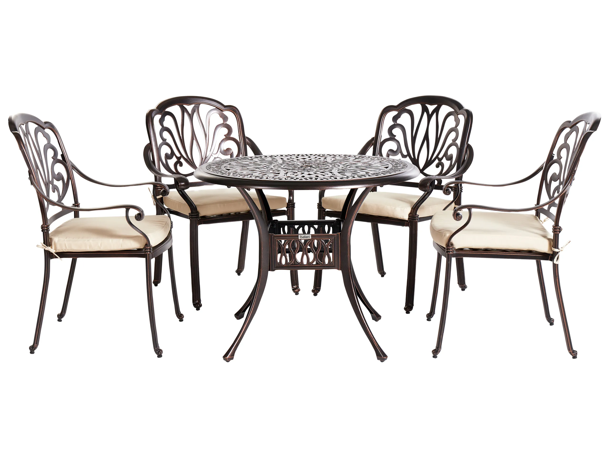 Conjunto de comedor exterior 4 plazas ANCONA con cojines Metal Marrón oscuro