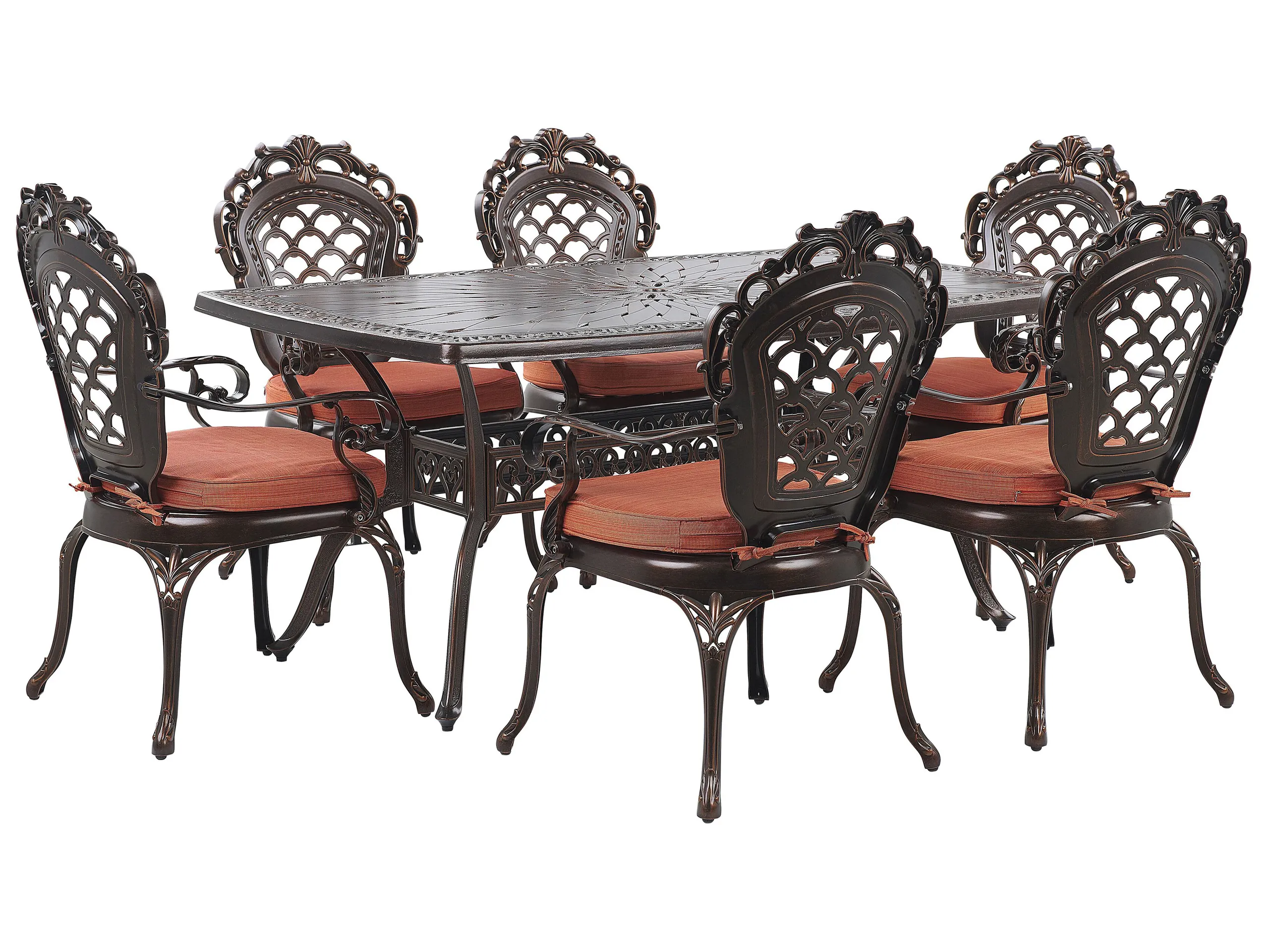 Conjunto de comedor exterior 6 plazas LIZZANO con cojines Metal Marrón oscuro