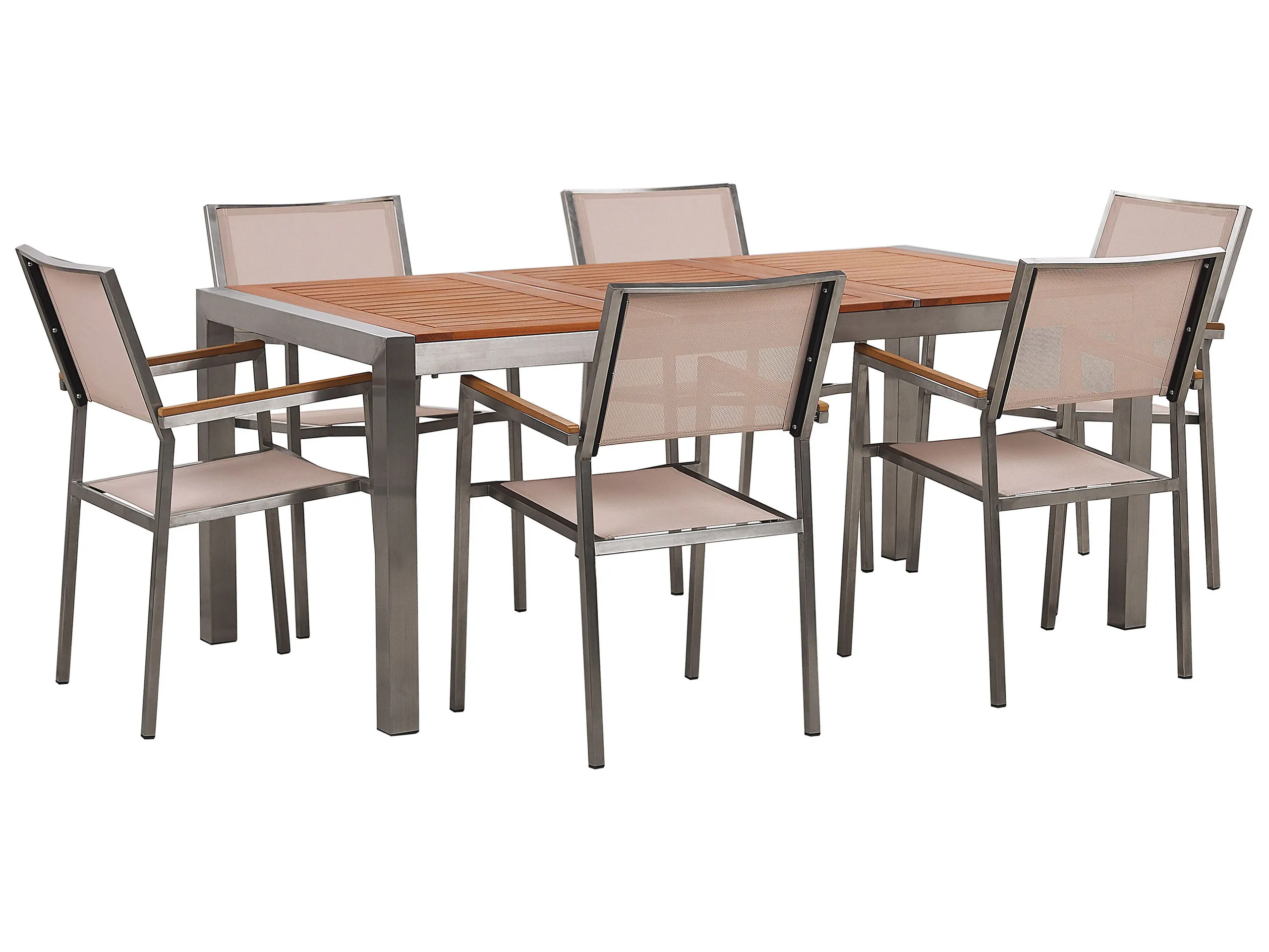 Conjunto de comedor exterior 6 plazas GROSSETO Madera de eucalipto Marrón/Beige