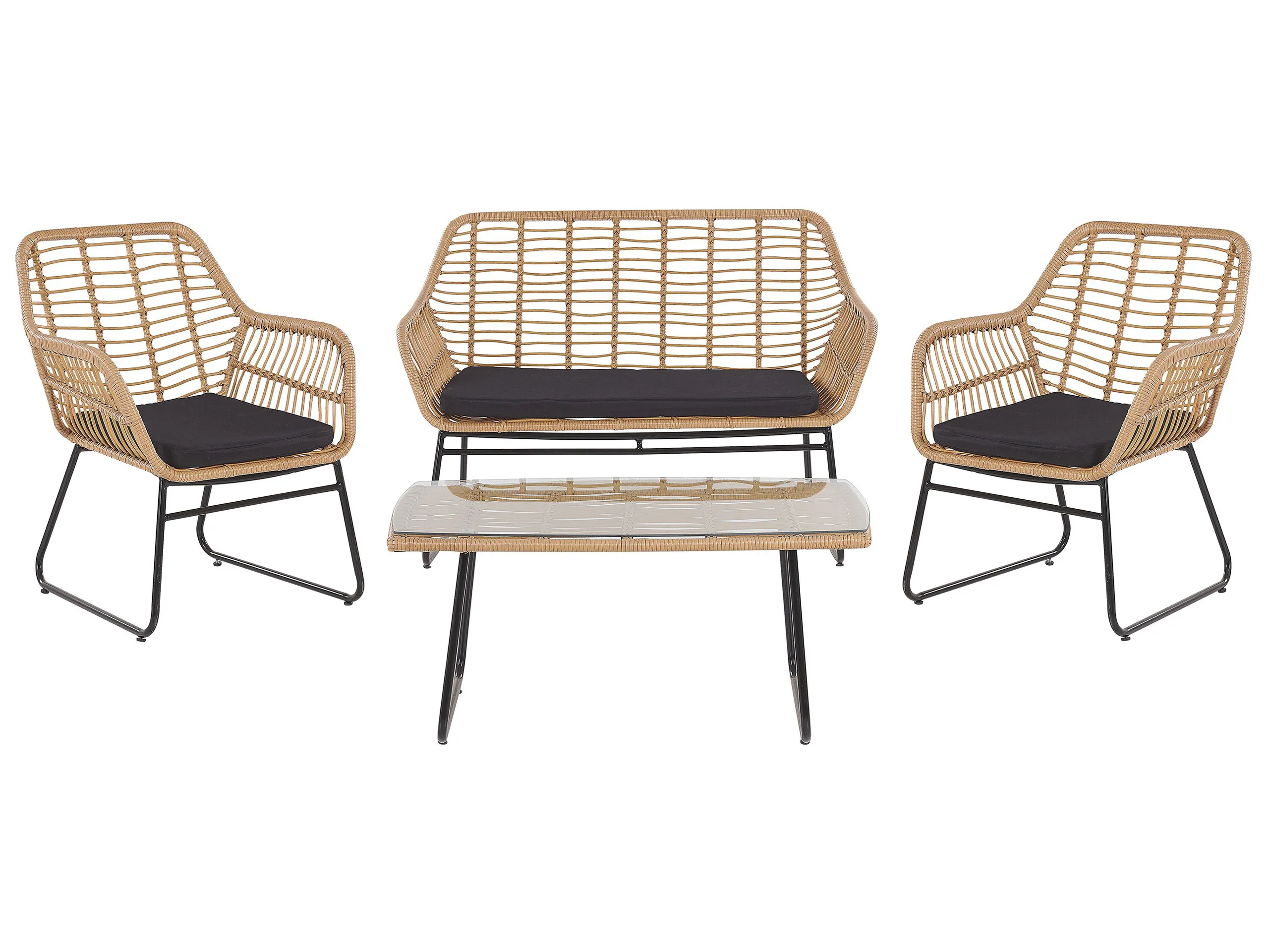 Conjunto de jardín con mesa 4 plazas MINORI Ratán sintético Beige