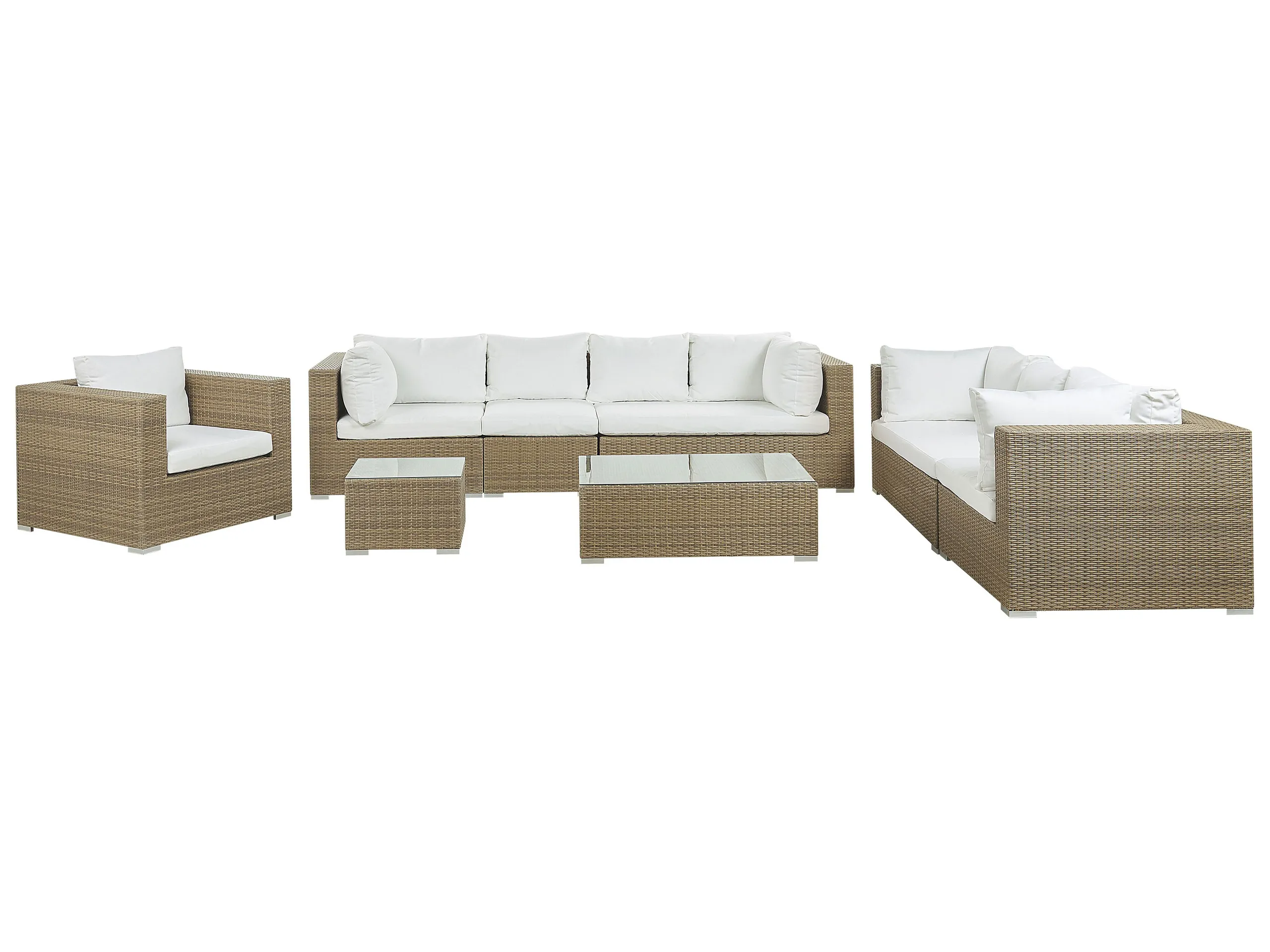 Conjunto de jardín con mesa 8 plazas MAESTRO modular Ratán sintético Marrón claro