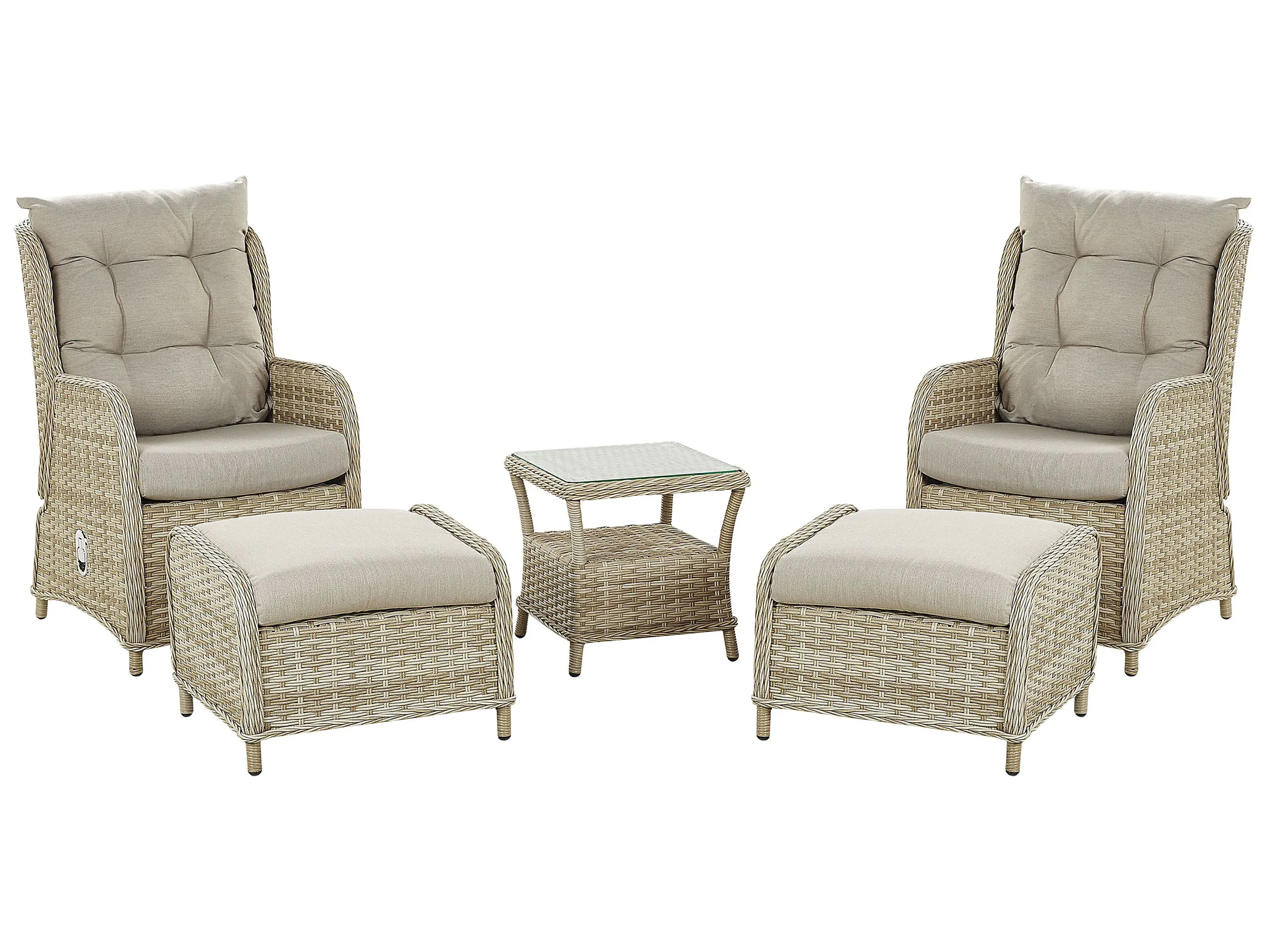 Conjunto de jardín con mesa y otomana 2 plazas PONZA Ratán sintético Beige