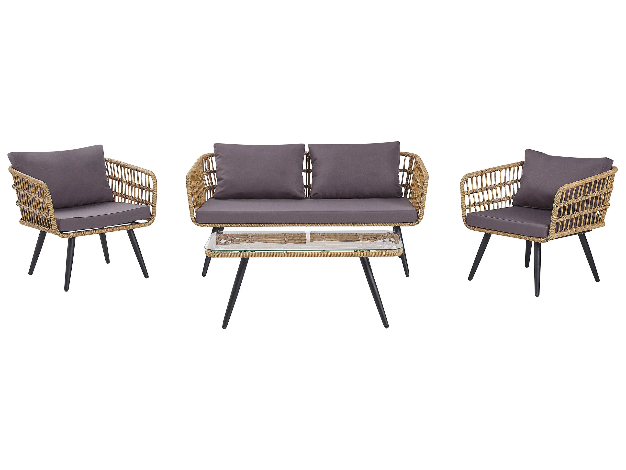 Conjunto de jardín con mesa 4 plazas FOBELLO Ratán sintético Beige
