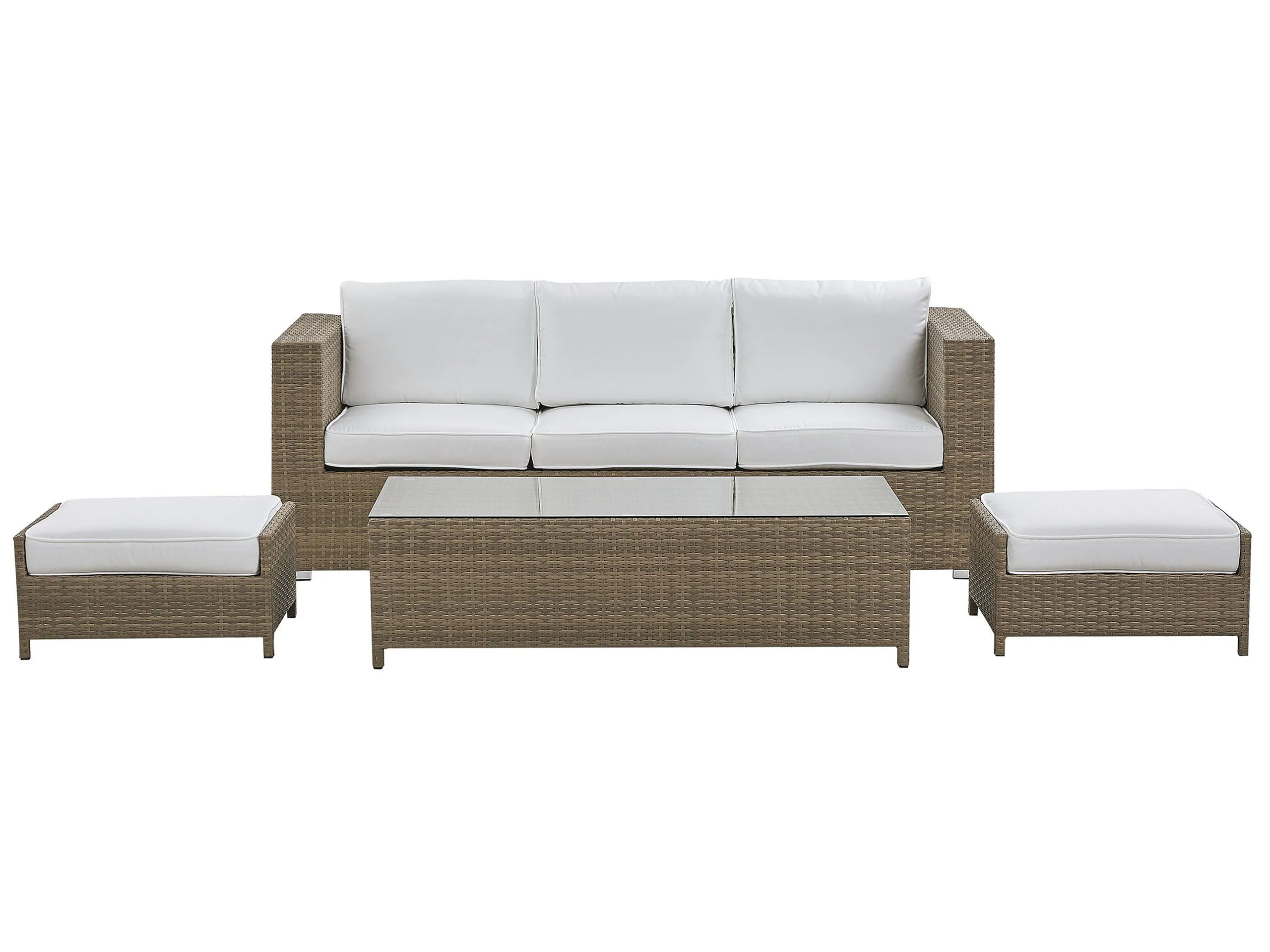 Conjunto de jardín con mesa y otomana 5 plazas BELLUNO Ratán sintético Blanco