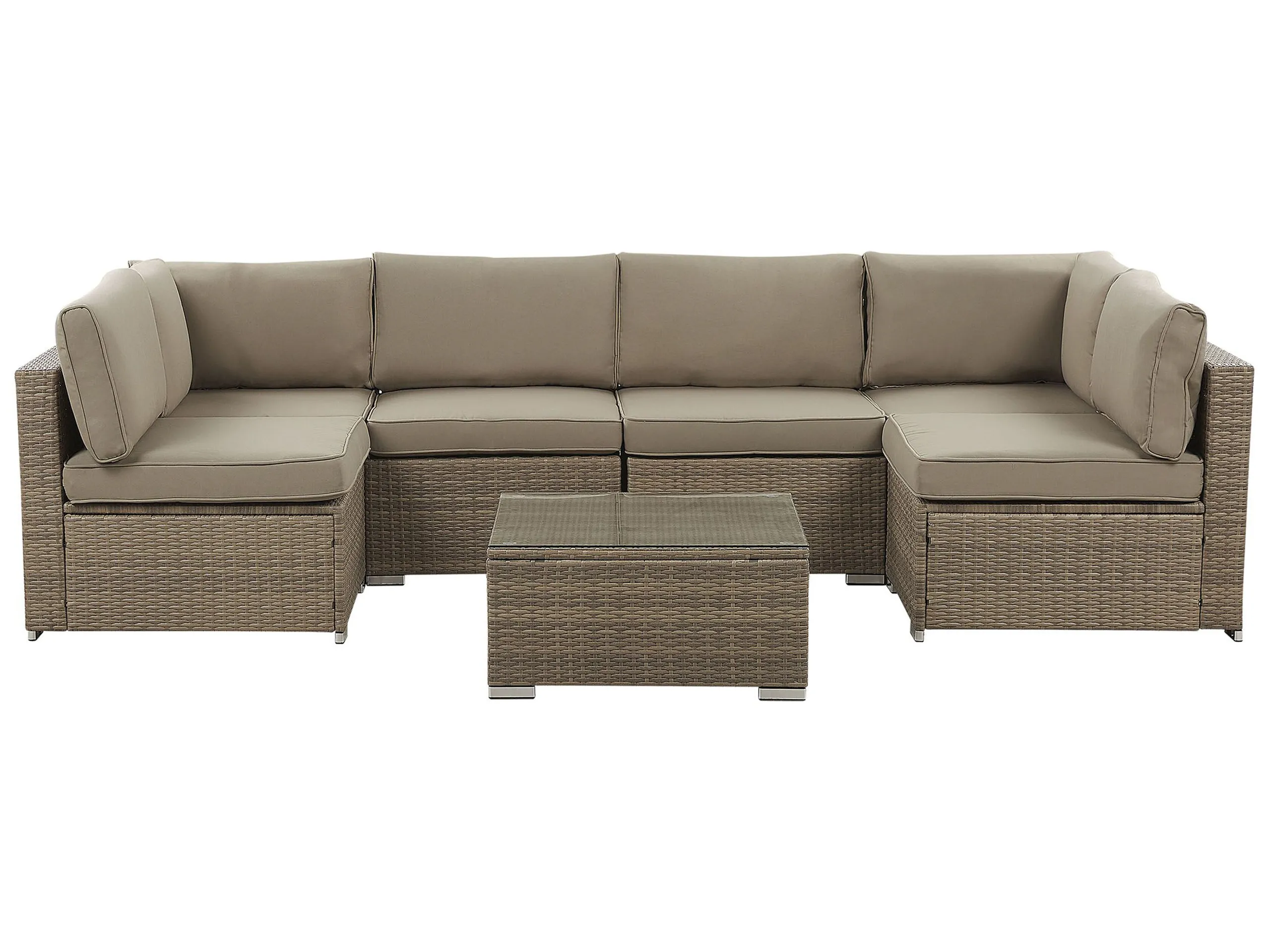 Conjunto esquinero de jardín 6 plazas BELVEDERE Ratán sintético Marrón