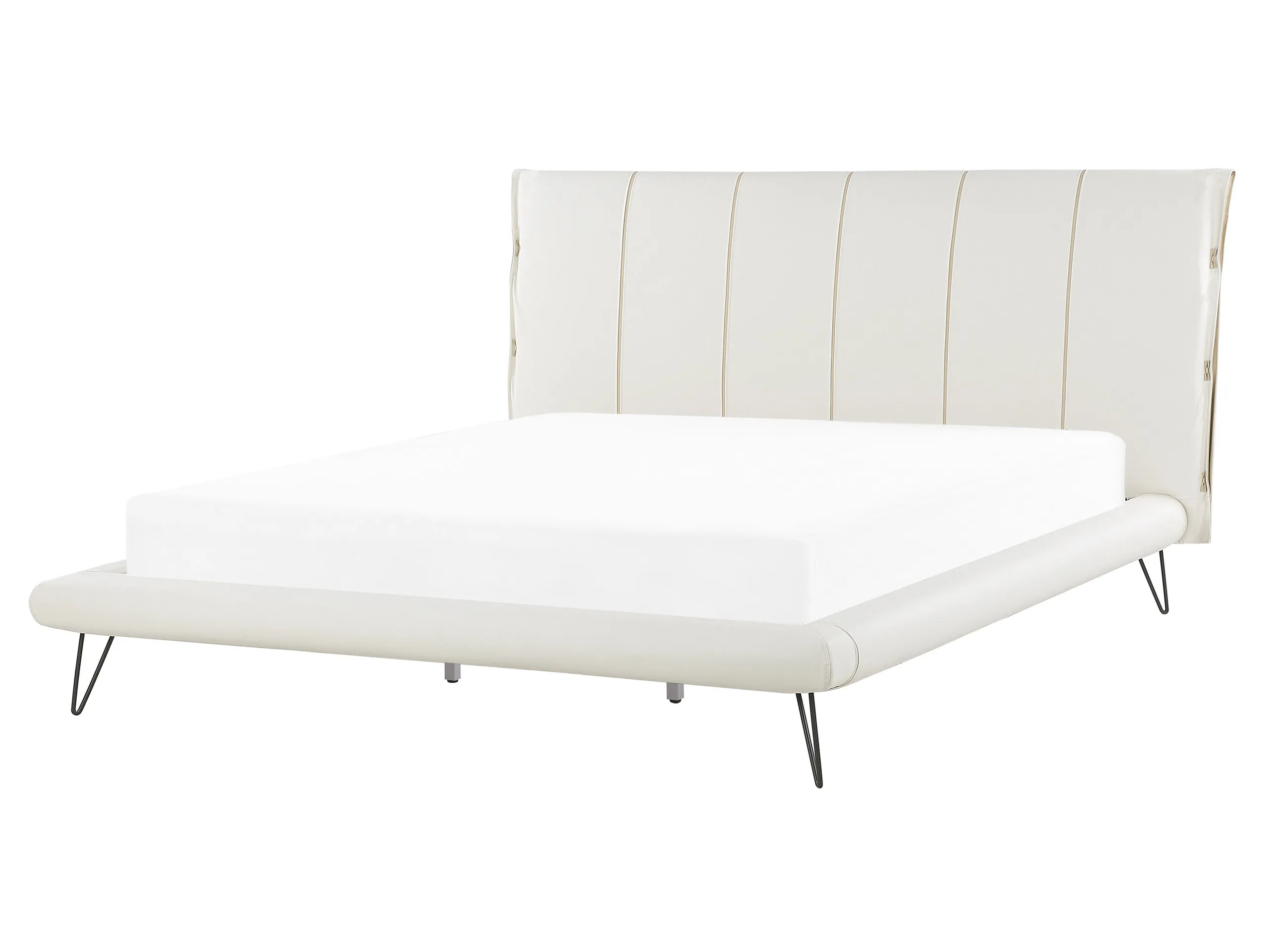 Bed Faux Leather BETIN 160 x 200 cm (EU King Size) Light Beige