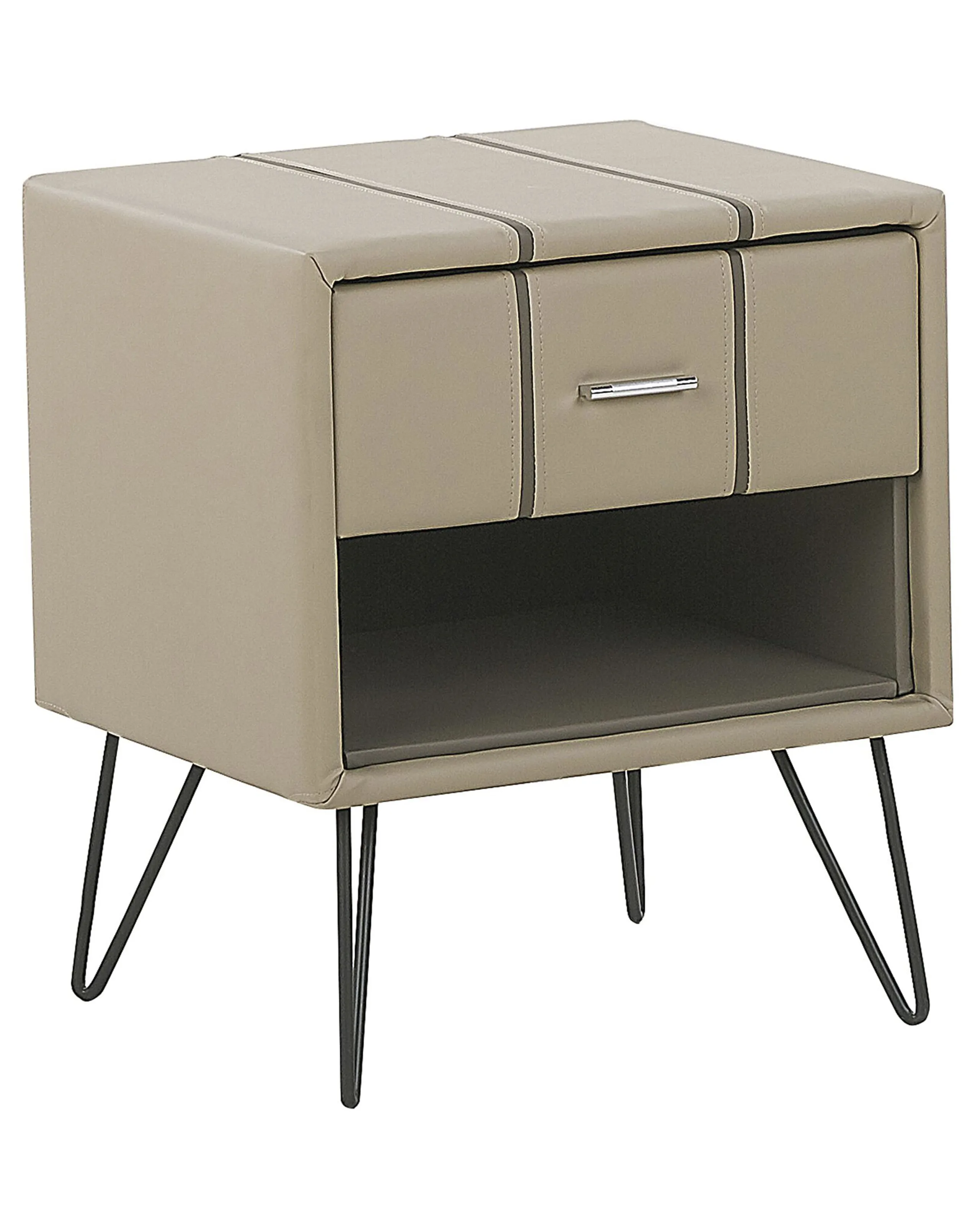 1 Drawer Bedside Table BETIN Faux Leather Beige