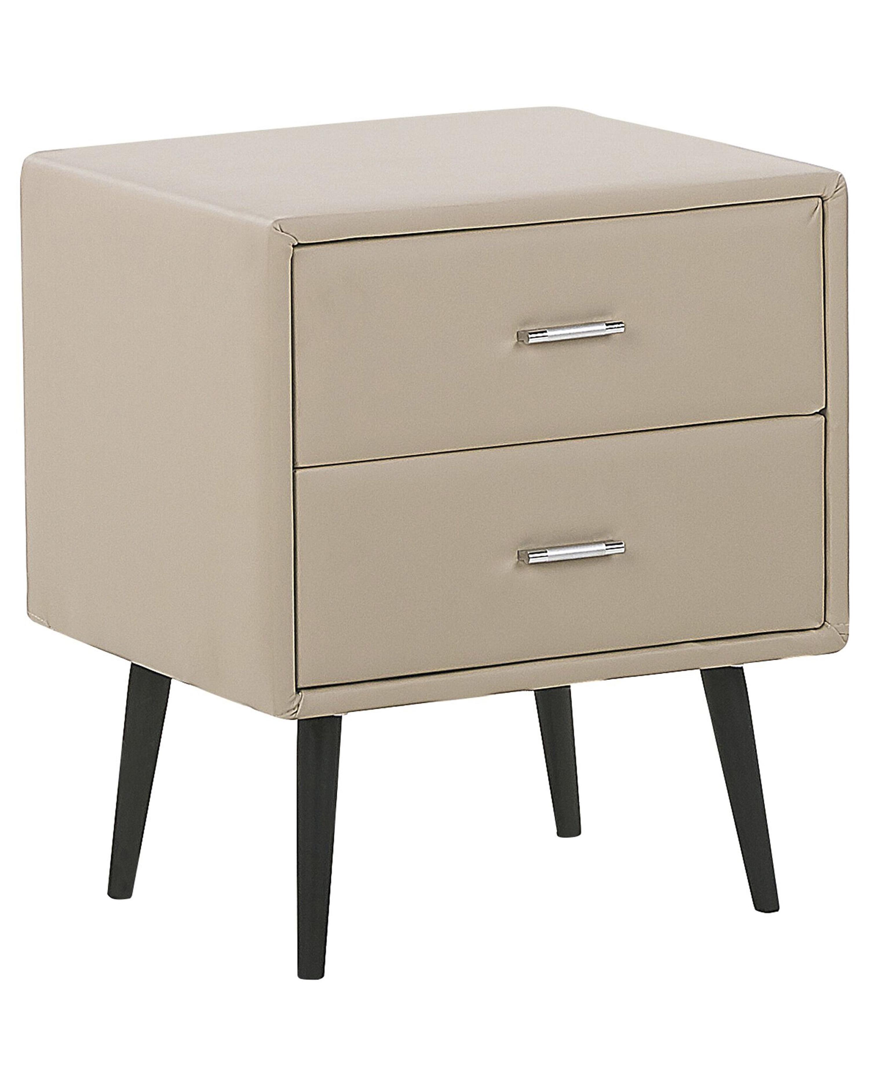 Mesita de noche 2 cajones ESSONNE Piel sintética Beige