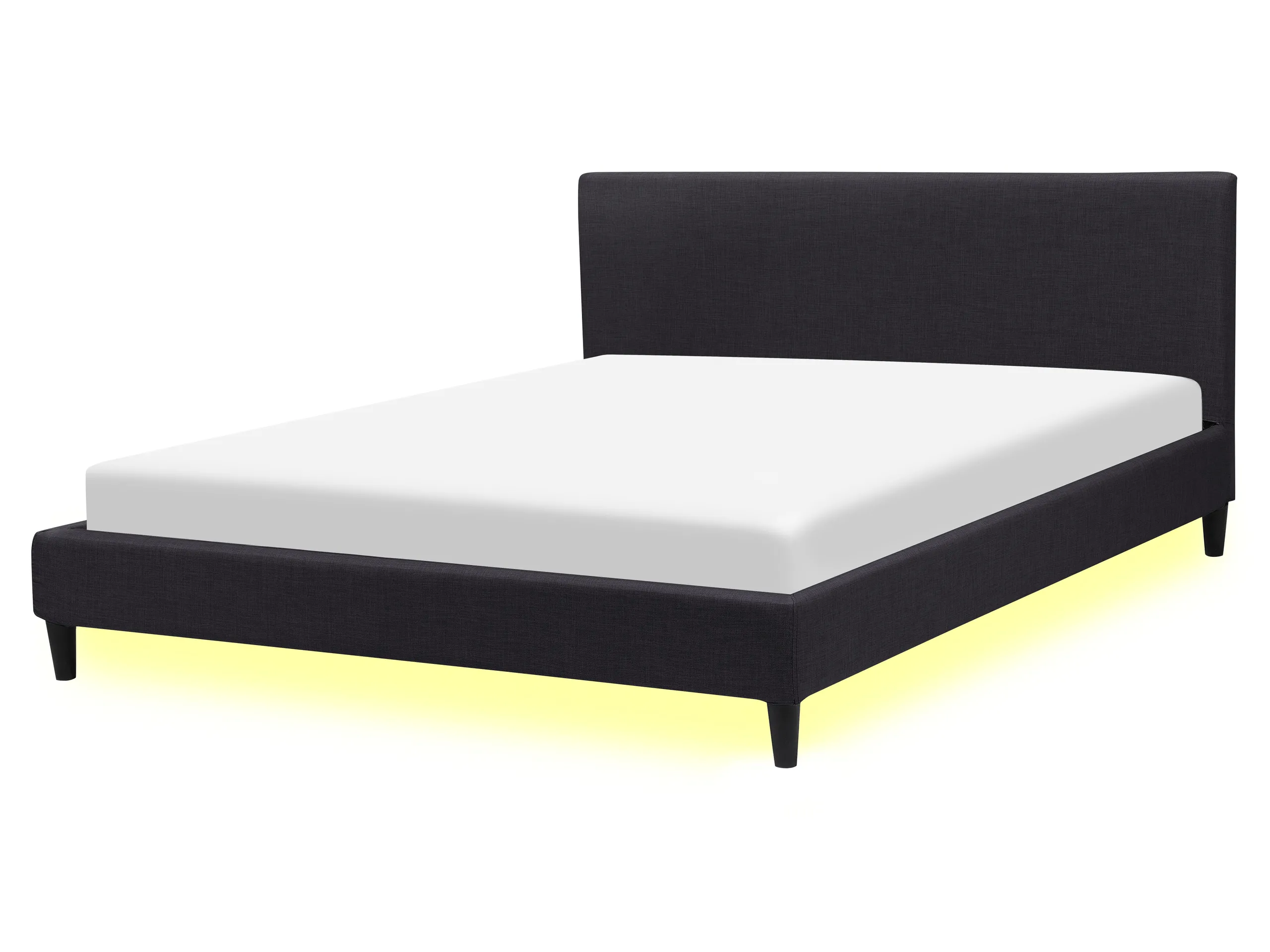 Bed with LED Fabric FITOU 160 x 200 cm (EU King Size) Black