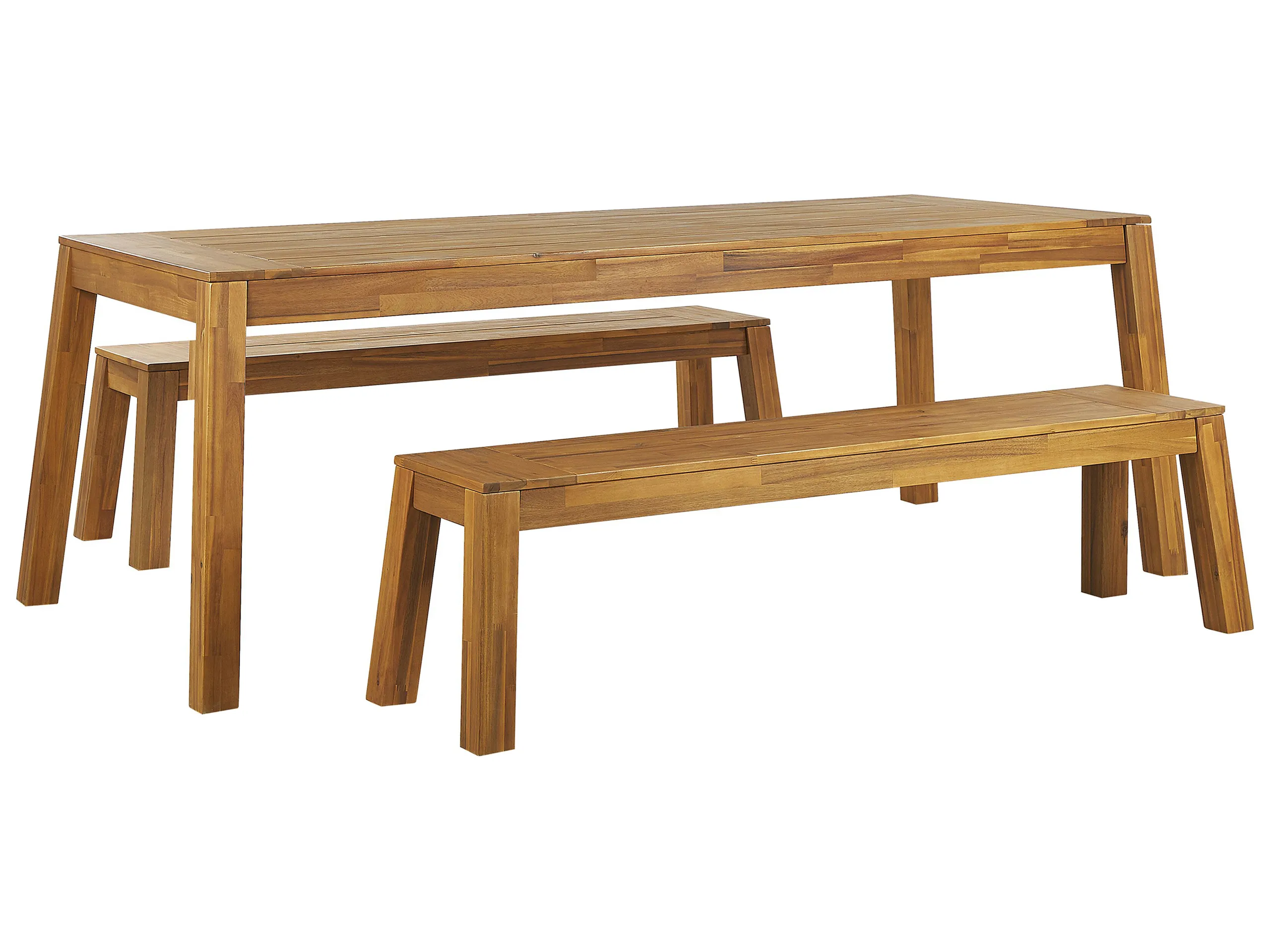Conjunto de comedor exterior con bancos 6 plazas LIVORNO Madera de acacia Marrón