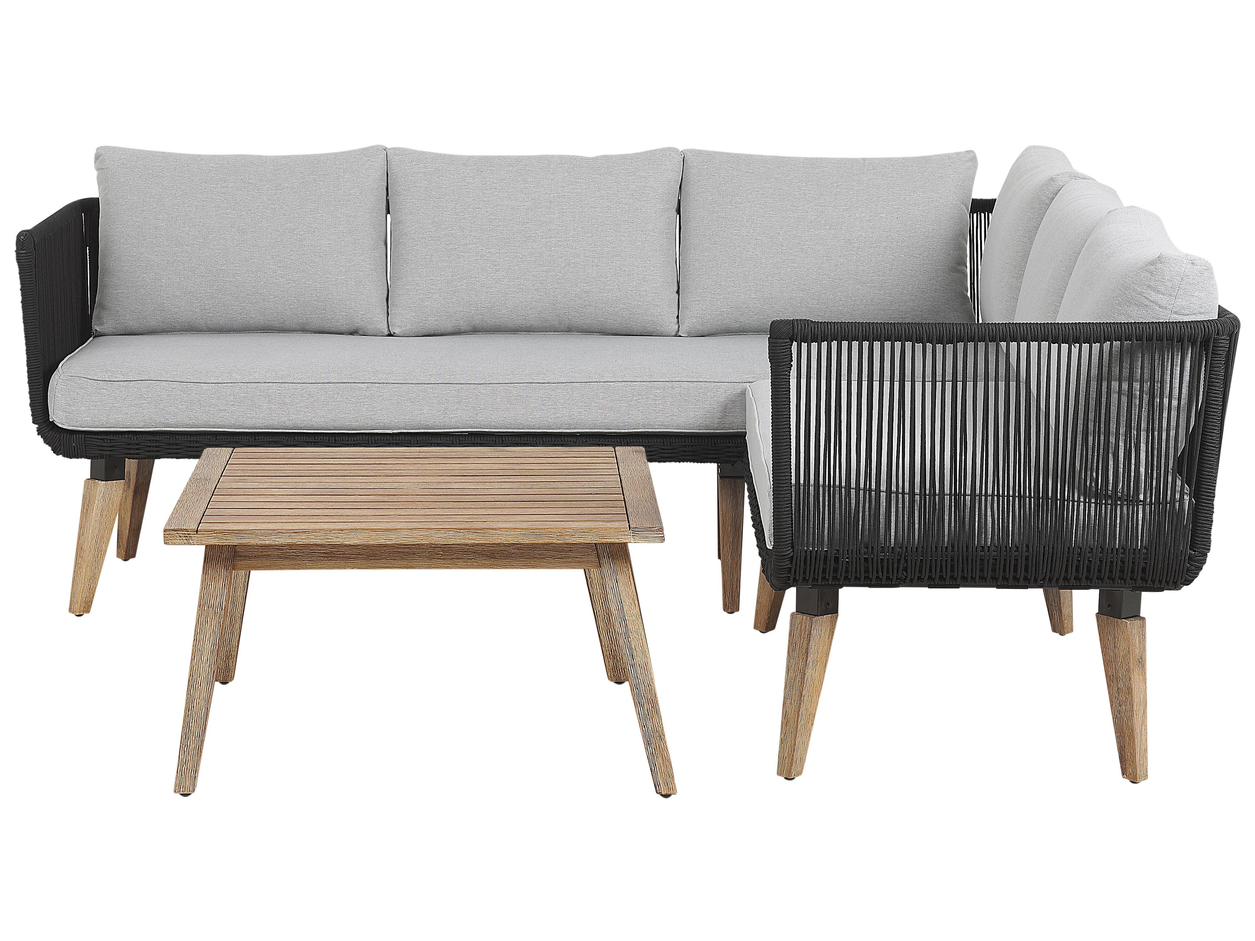 Conjunto esquinero de jardín 5 plazas ALCAMO Izquierda Madera de acacia Negro