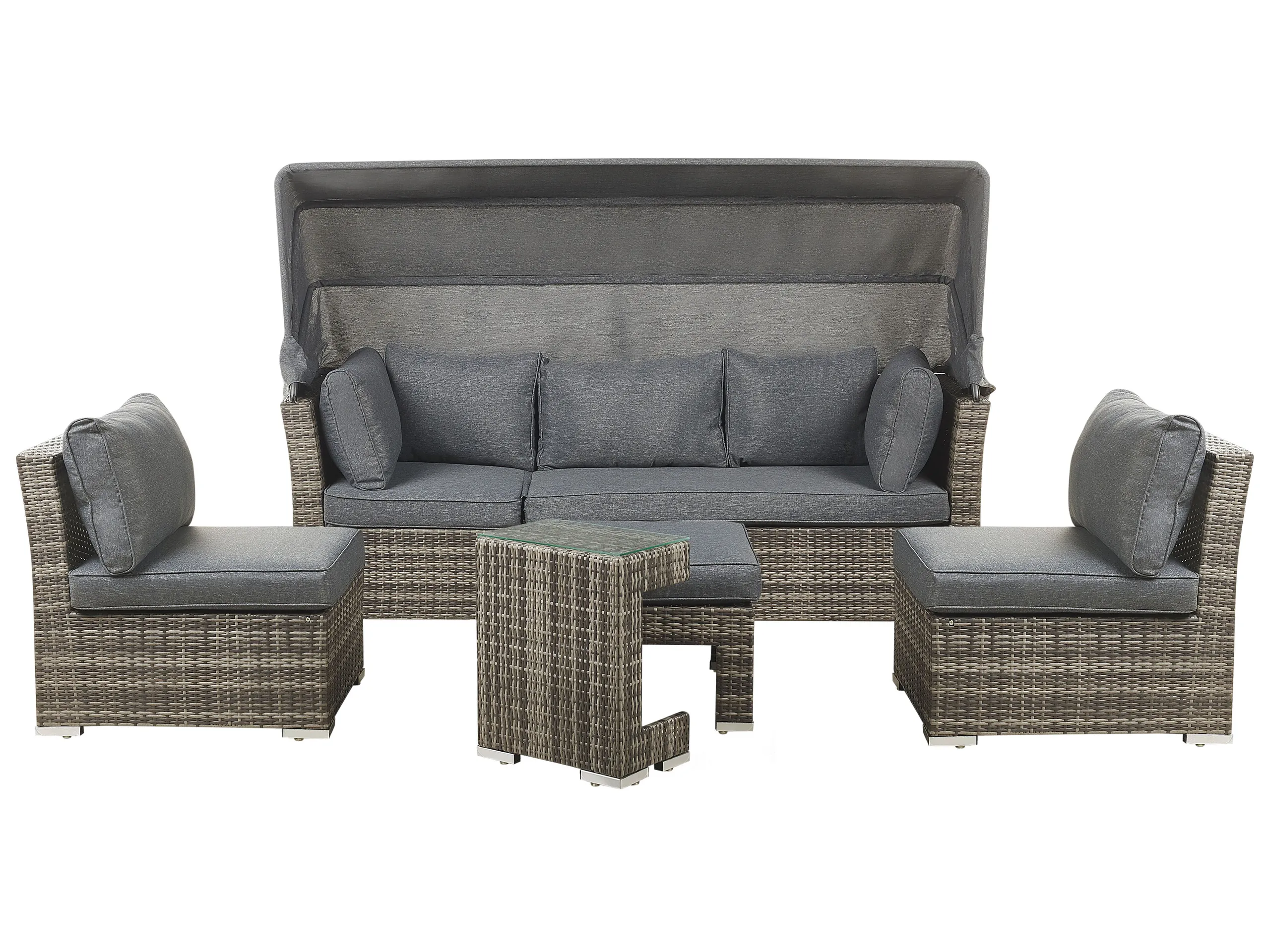 Conjunto de jardín con mesa 6 plazas CORTE modular Ratán sintético Marrón oscuro