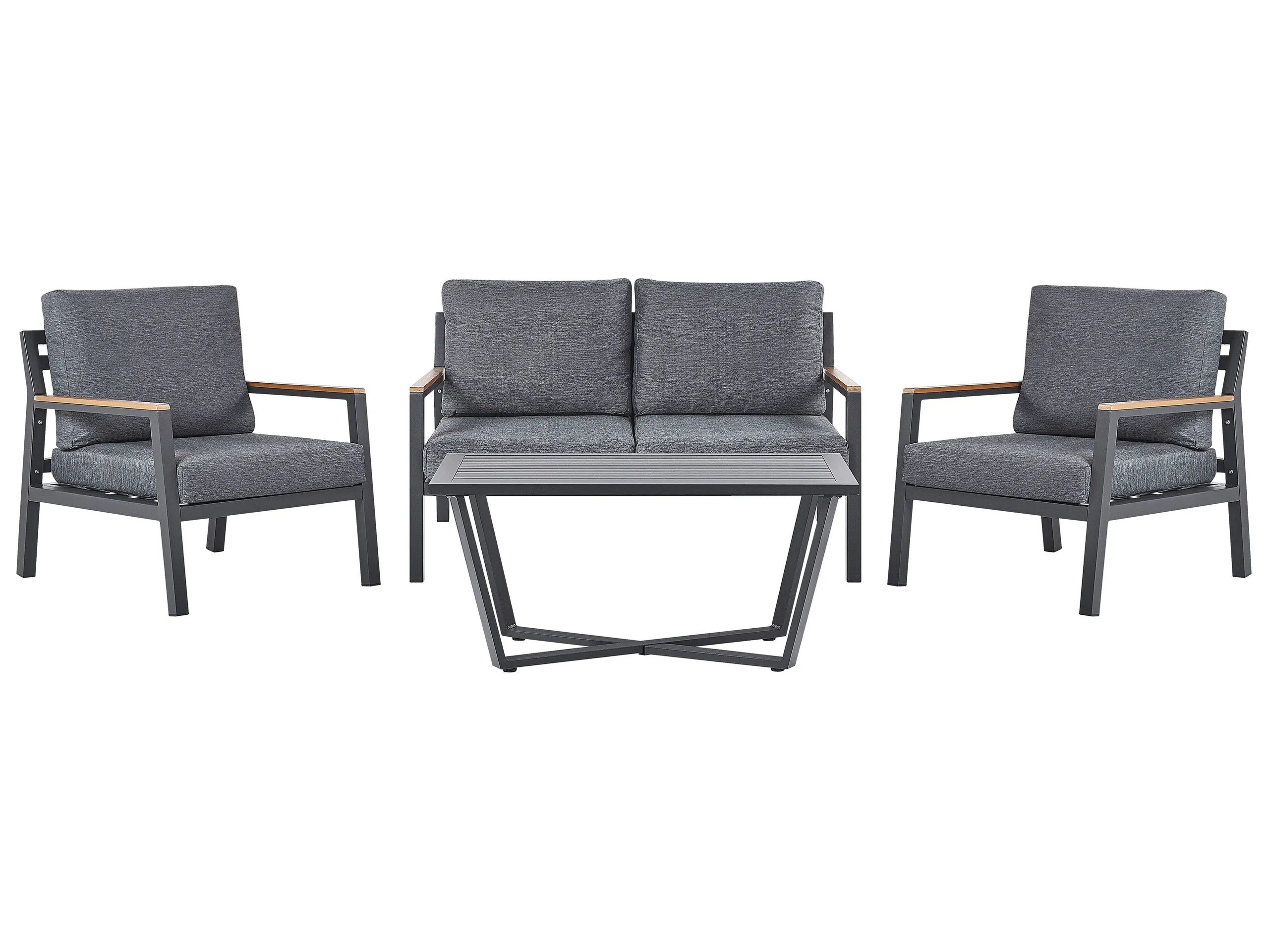 Conjunto de jardín con mesa 4 plazas DELIA Metal Gris
